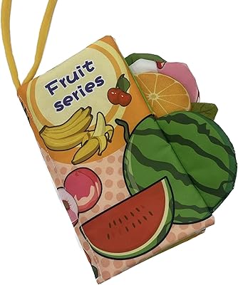 Baby Cloth Books Baby Toys Fruits Fabric Touch and Feel Crinkle Soft Book 0-6 Months Baby Boy Girl Shower Gifts 6-12 Months Early Educational Stimulation Toys for Ages 0-2