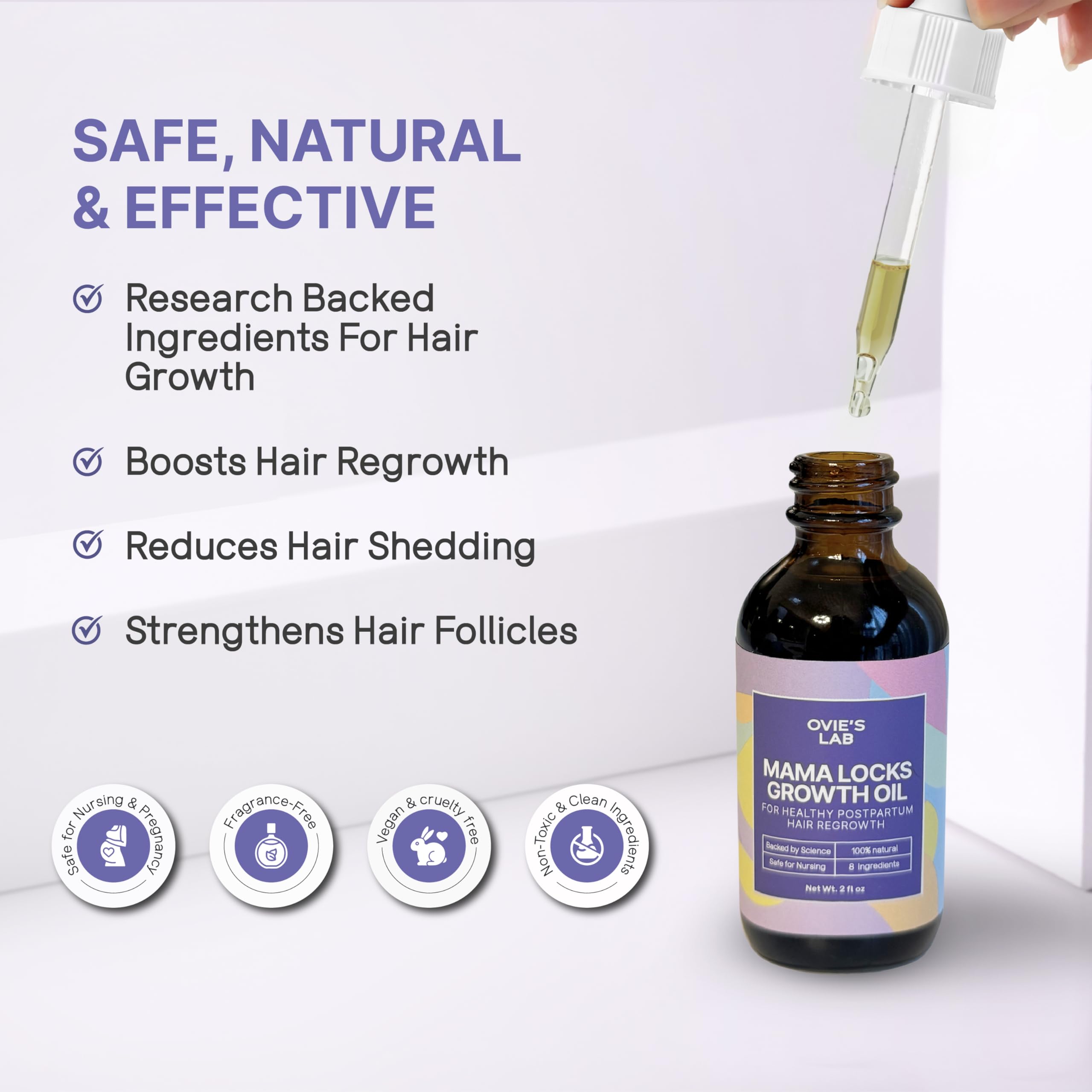 Postpartum Hair Loss Treatment for Moms – DHT Blocker Hair Growth Oil with Rosemary, Pumpkin Seed, & Black Seed Oil – Natural & Safe for Thinning Hair, Scalp Nourishing, Safe for Breastfeeding