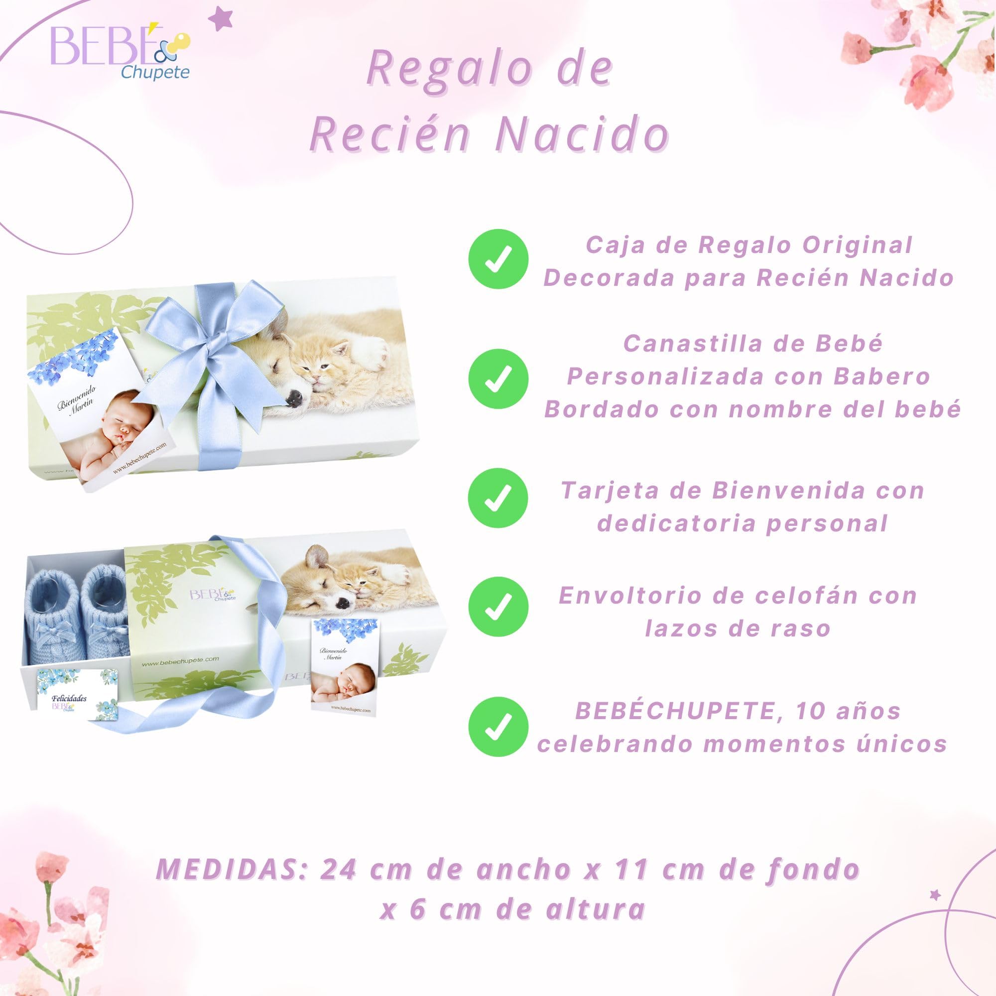 BEBÉCHUPETE Regalos bebes recien nacidos originales (Talla 0 a 3 meses) - Cosas para bebes recien nacidos - Regalo bebe recien nacido niña - Recien nacido niño - Canastilla bebe - Cestas bebe (Azul)