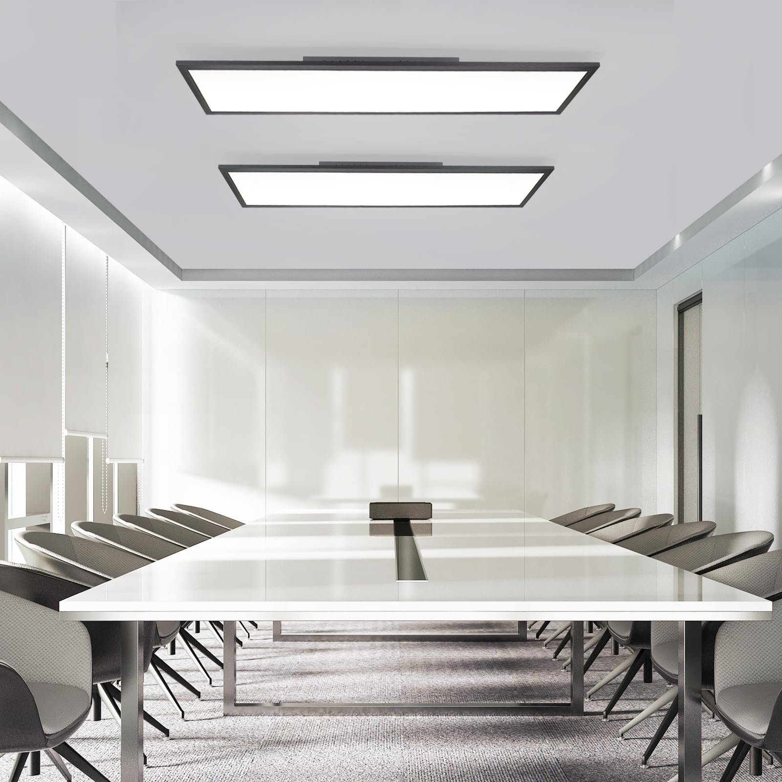 ZMH LED Panel Deckenleuchte 120x30cm Dimmbar Flach Deckenlampe Lang Rechteckig Deckenpanel Schwarz 40W Tageslichtlampe mit Fernbedienung für Büro Küche Flur Wohnzimmer Schlafzimmer