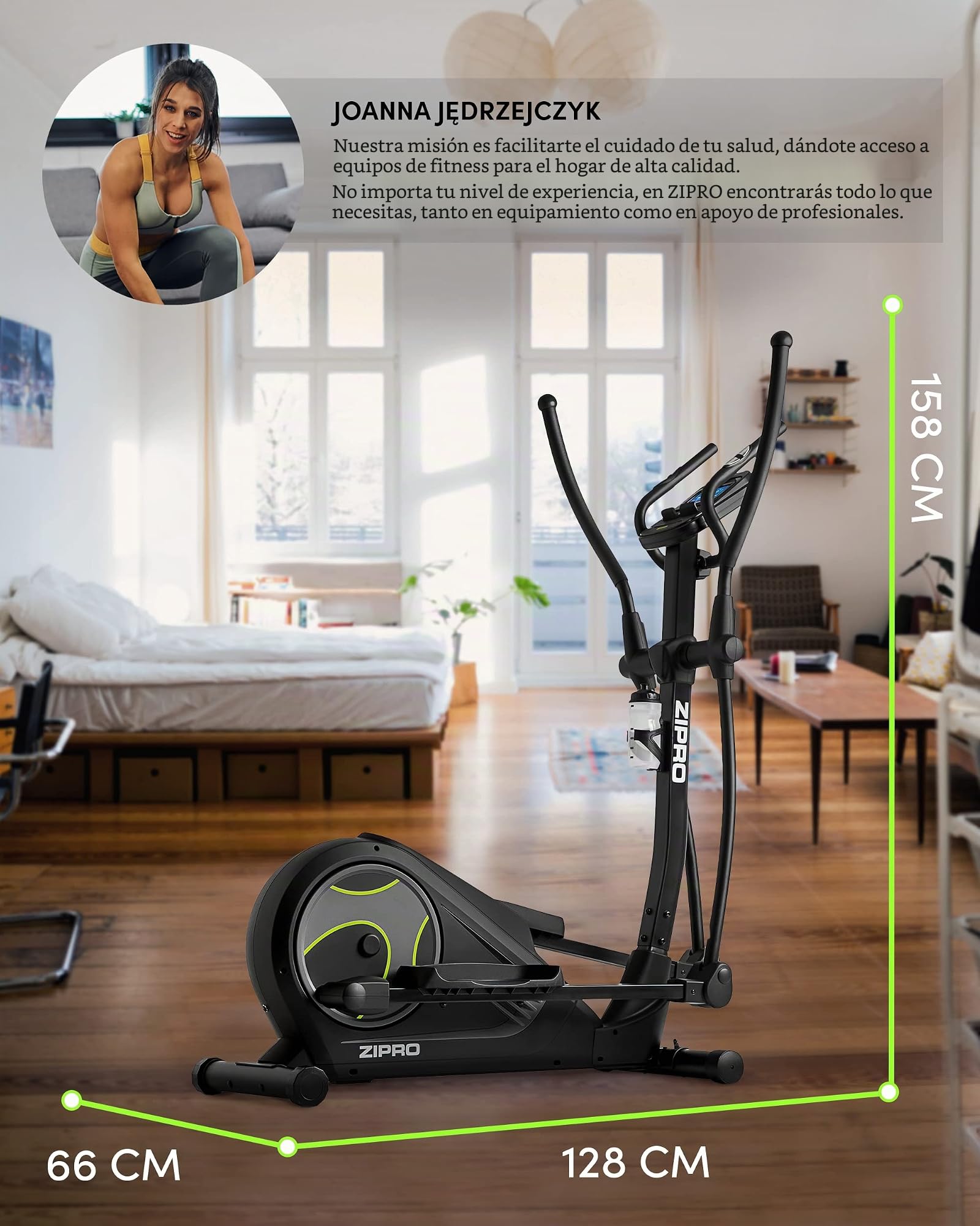 Zipro Elíptica Heat, Resistencia de hasta 150 kg, Ideal para el hogar, Equipo de Entrenamiento Cardiovascular, máquinas de Ejercicio, Entrenador doméstico, 32 Niveles de Resistencia