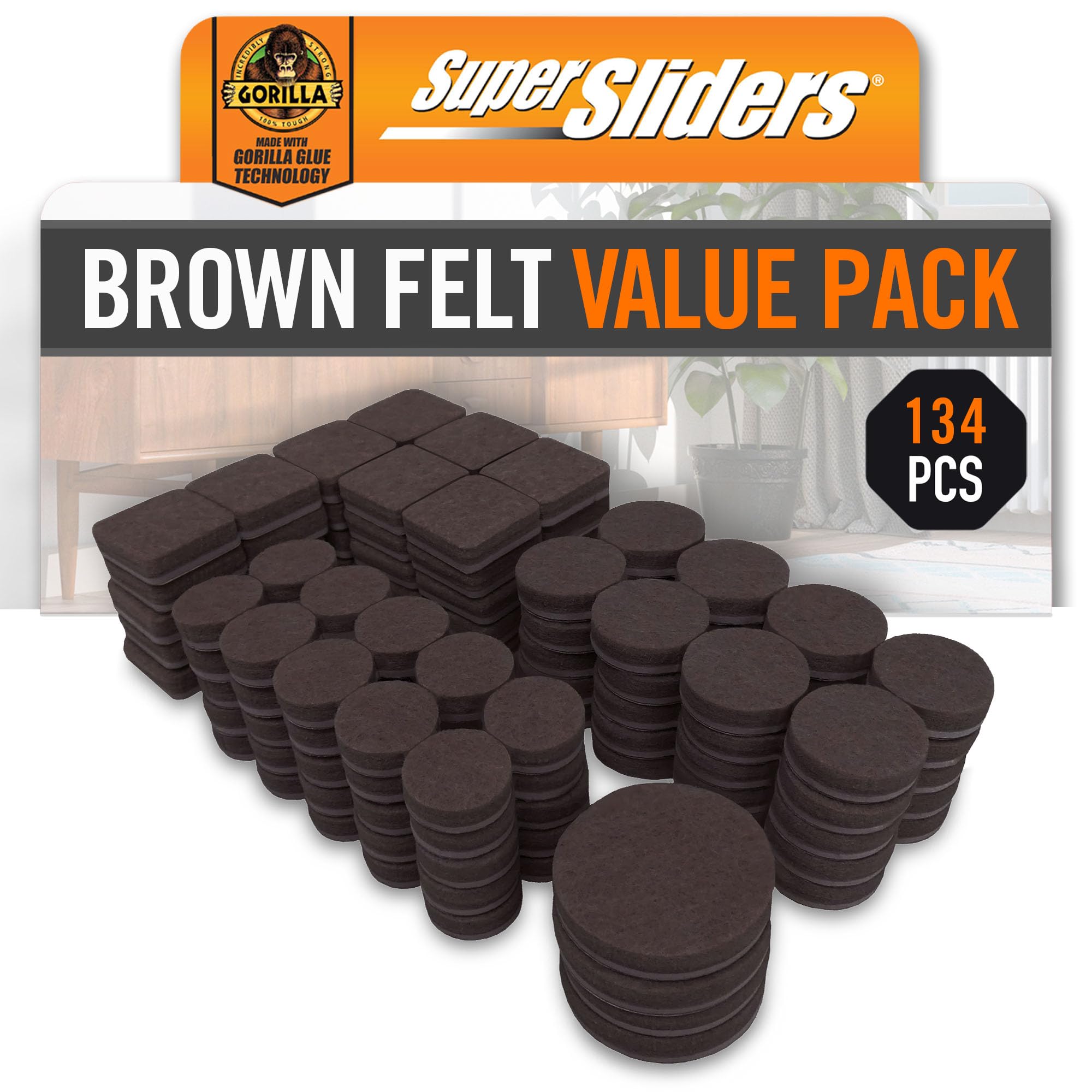Almohadillas adhesivas Super Sliders Gorilla Glue para proteger el suelo del comedor