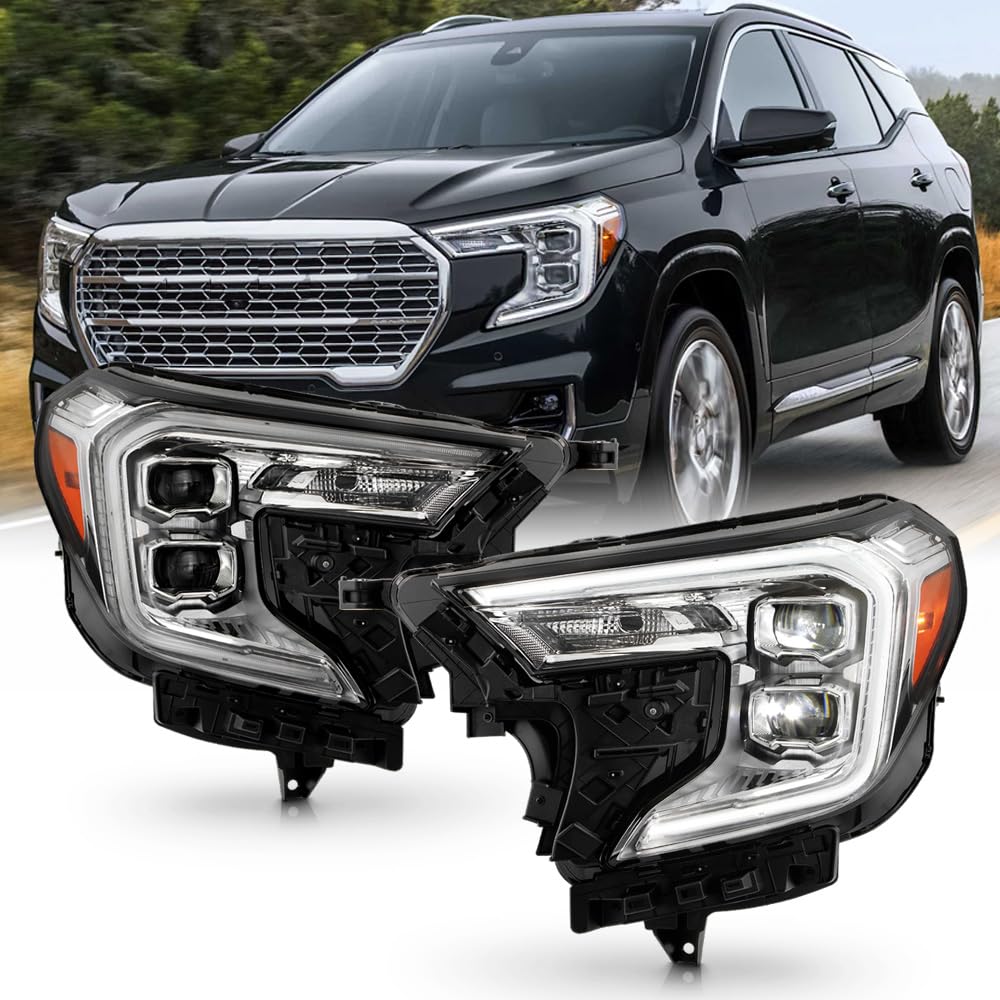 KEEKPO - For 2022 2023 2024 GMC Terrain Denali Factory Style LED Projector Headlights Headlamps Replacement Left+Right