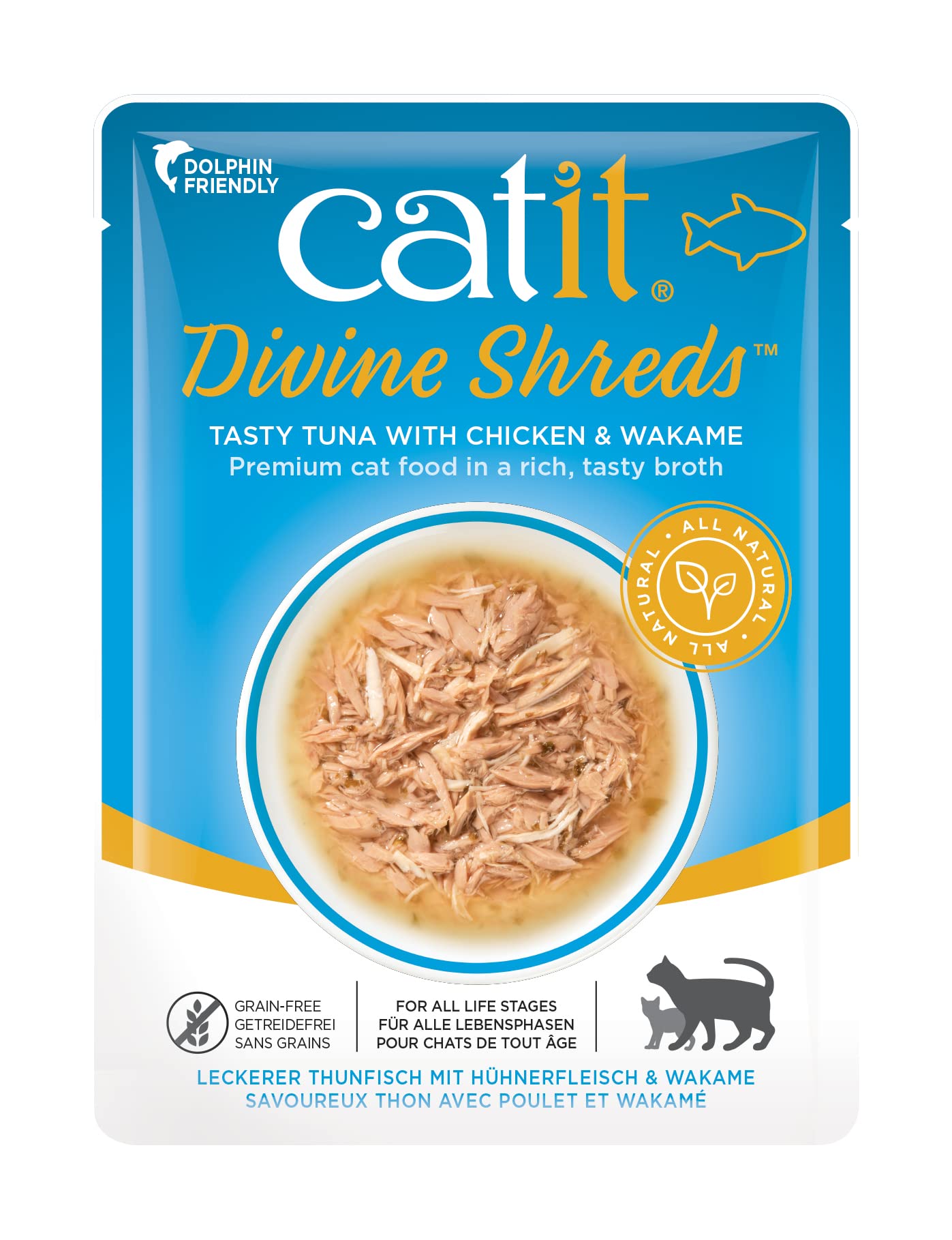 CatitDIVINE SHREDS, TUNA WITH CHICKEN & WAKAME 75G, 18PCS/BOX