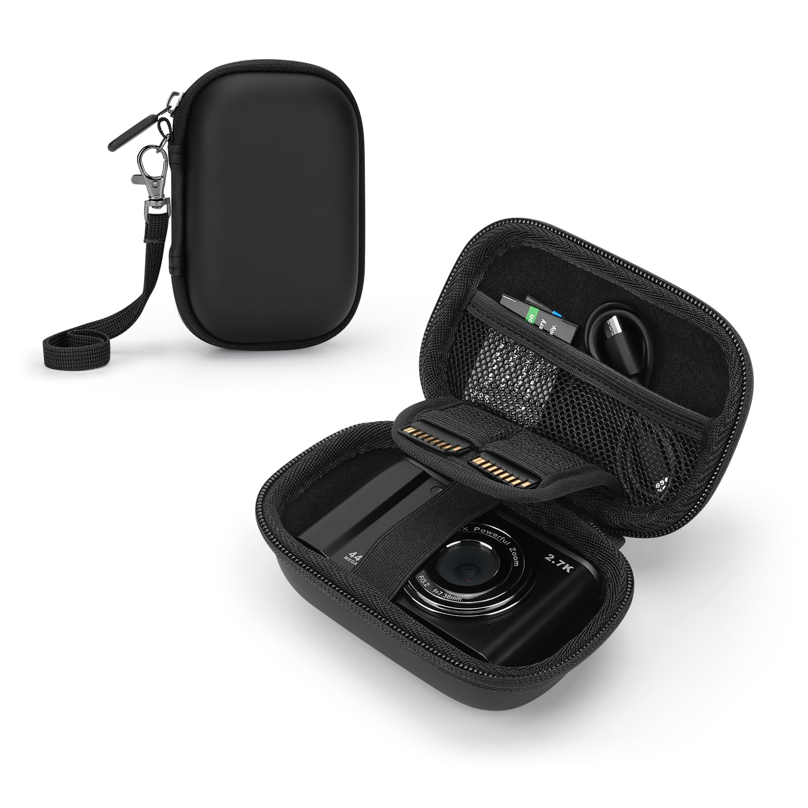 SQERO Camera Case for Digital Camera CAMKORY DC403 FHD 1080P/ KODAK PIXPRO FZ55/ FZ45/ STUOGYUM DC402-AF, SD Card Storage Travel Carry Case Bag (Black