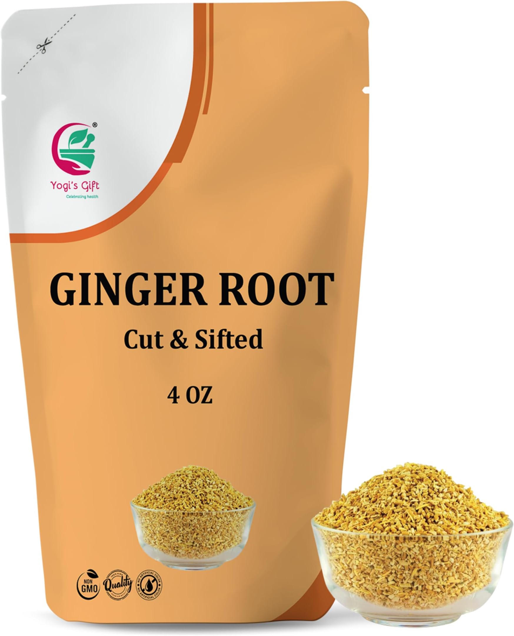 Yogi's Giftยฎ Dried Ginger Root 4 oz | Cut & Sifted Ginger Root Pieces | Bold Spicy Flavor, 100% Pure & Natural, Ideal for Making Ginger Tea and Cooking