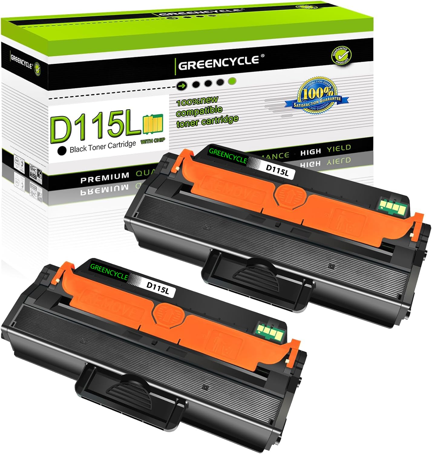 greencycle MLT-D115L D115L Black High Yield Toner Cartridge Compatible for Samsung Xpress SL-M2830DW SL-M2880FW SL-M2670 SL-M2620 SL-2620ND SL-2820DW SL-2820ND M2670FN M2670N M2870FD M2870FW(2 Pack)