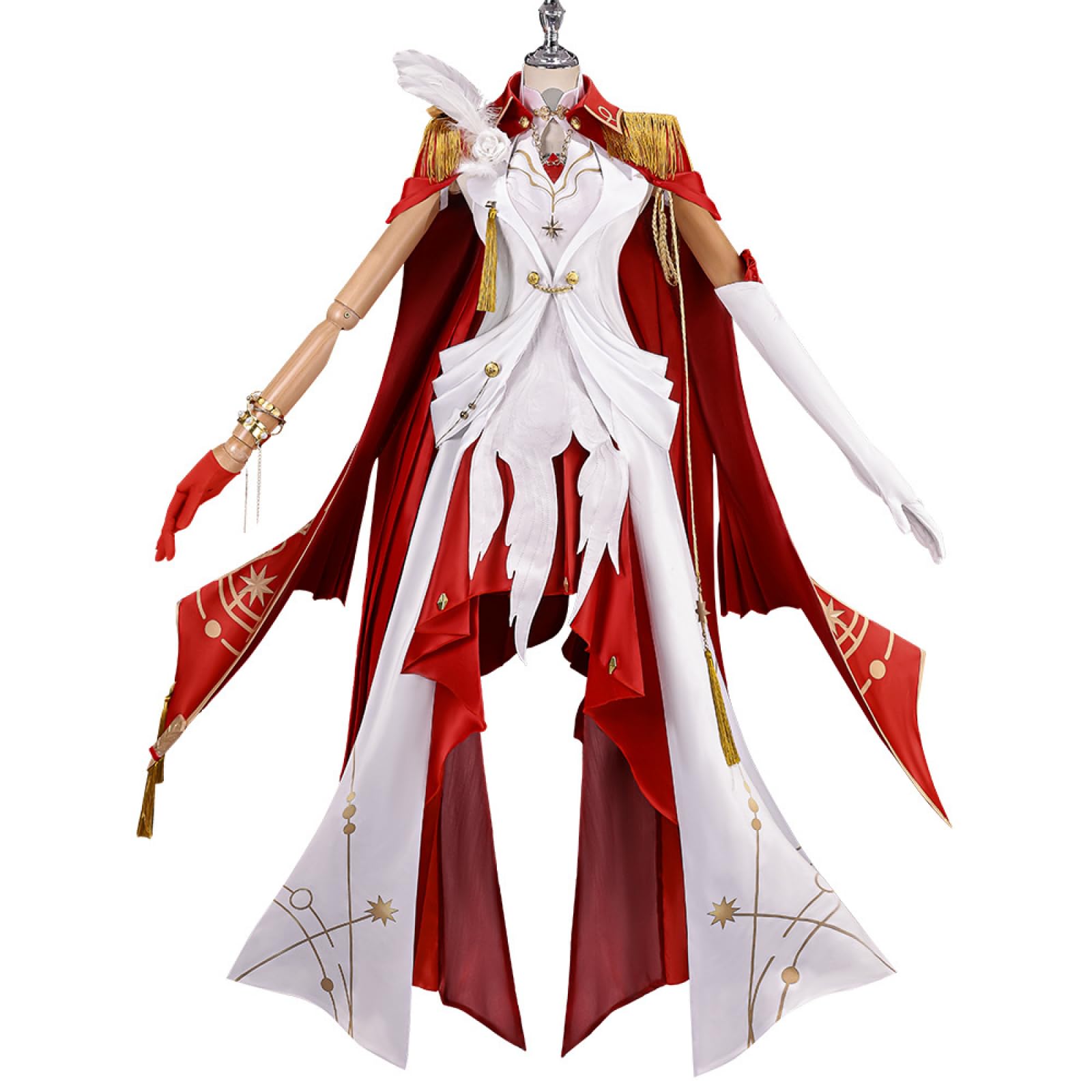 Herta Trailblaze Vintage Rosso Cape Epaulet Gown Costume Donna