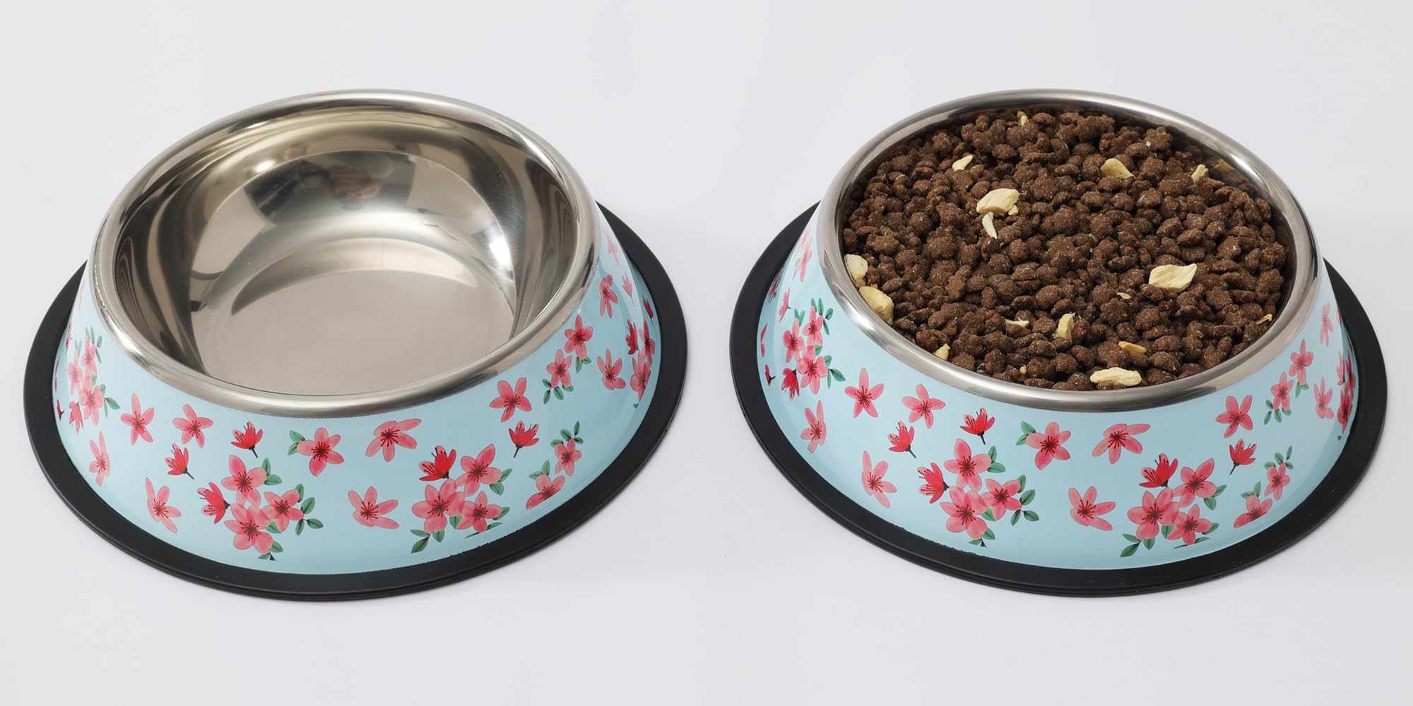 Podinor Stainless Steel Dog Bowls, Food and Water Non Slip Anti Skid Stackable Pet Puppy Dishes for Small, Medium and Large Dogs (2 Pack)
