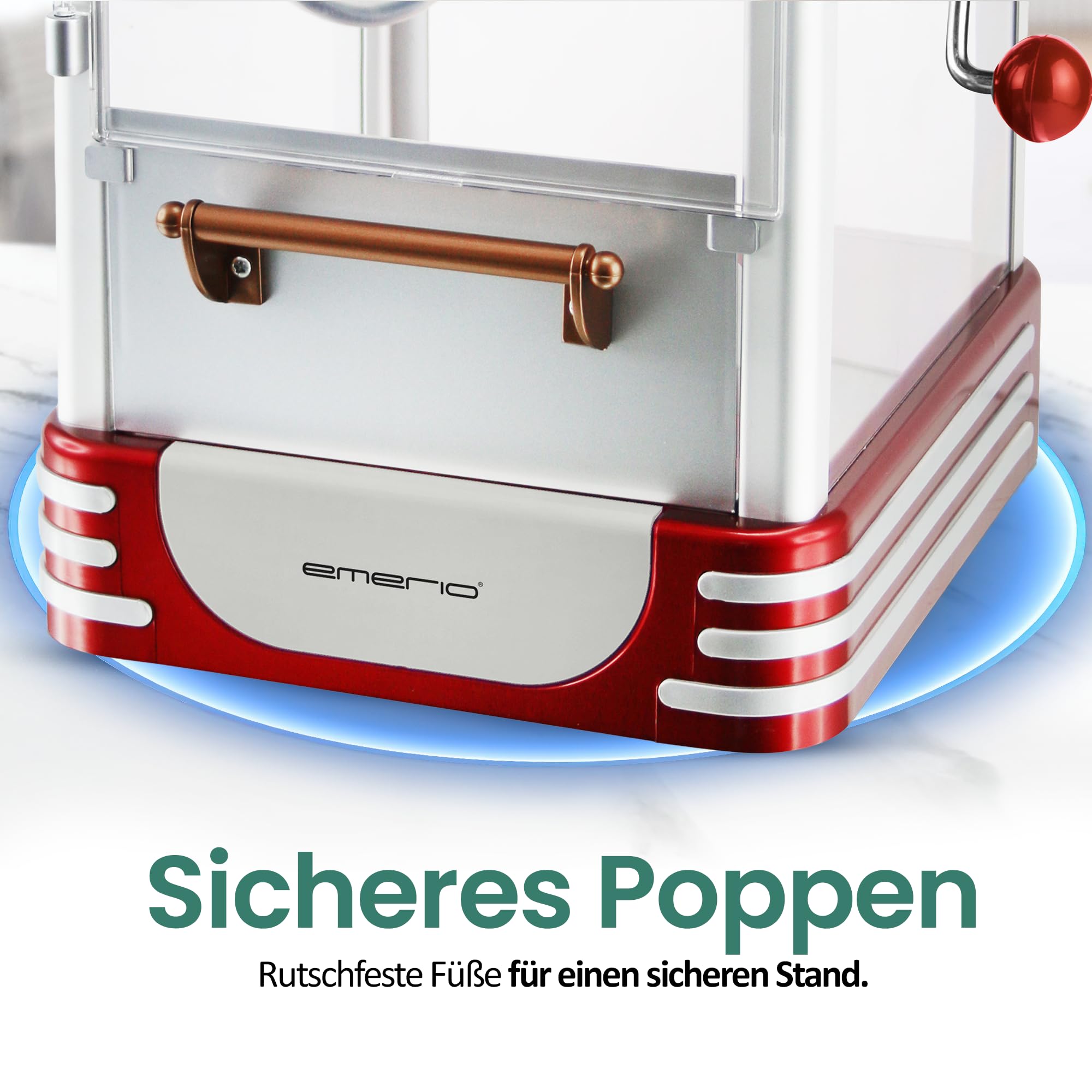Emerio Popcornmaschine POM-120650, antihaftbeschichteter Behälter auch für süßes oder salziges Popcorn geeignet, 360 Watt, groß