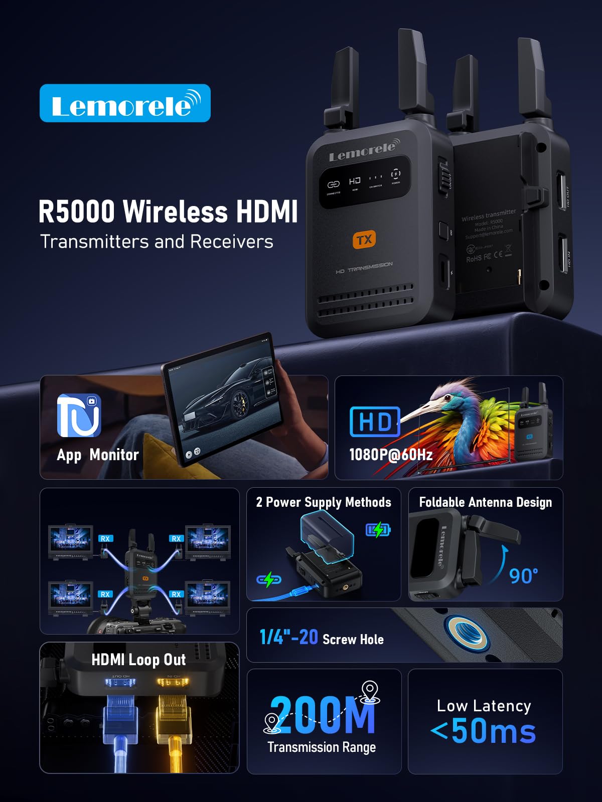 Wireless HDMI Transmitter - 200m Range, 1080P -2