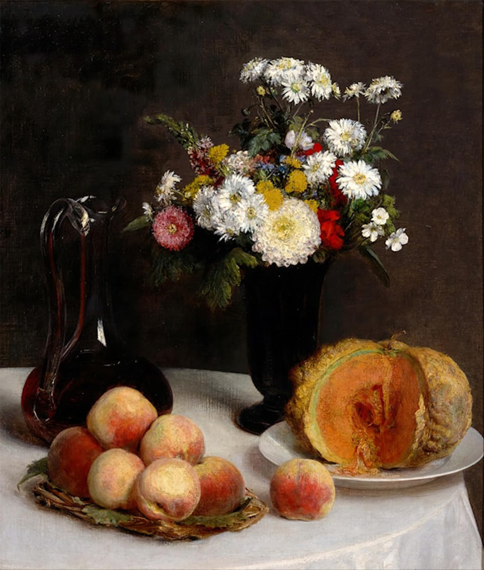 HRJUBWREE Oil Painting Prints on Canvas Painting Picture Still Life with a Carafe by Henri Fantin-latour Artwork Canvas Prints for Office Decor 60x90cm