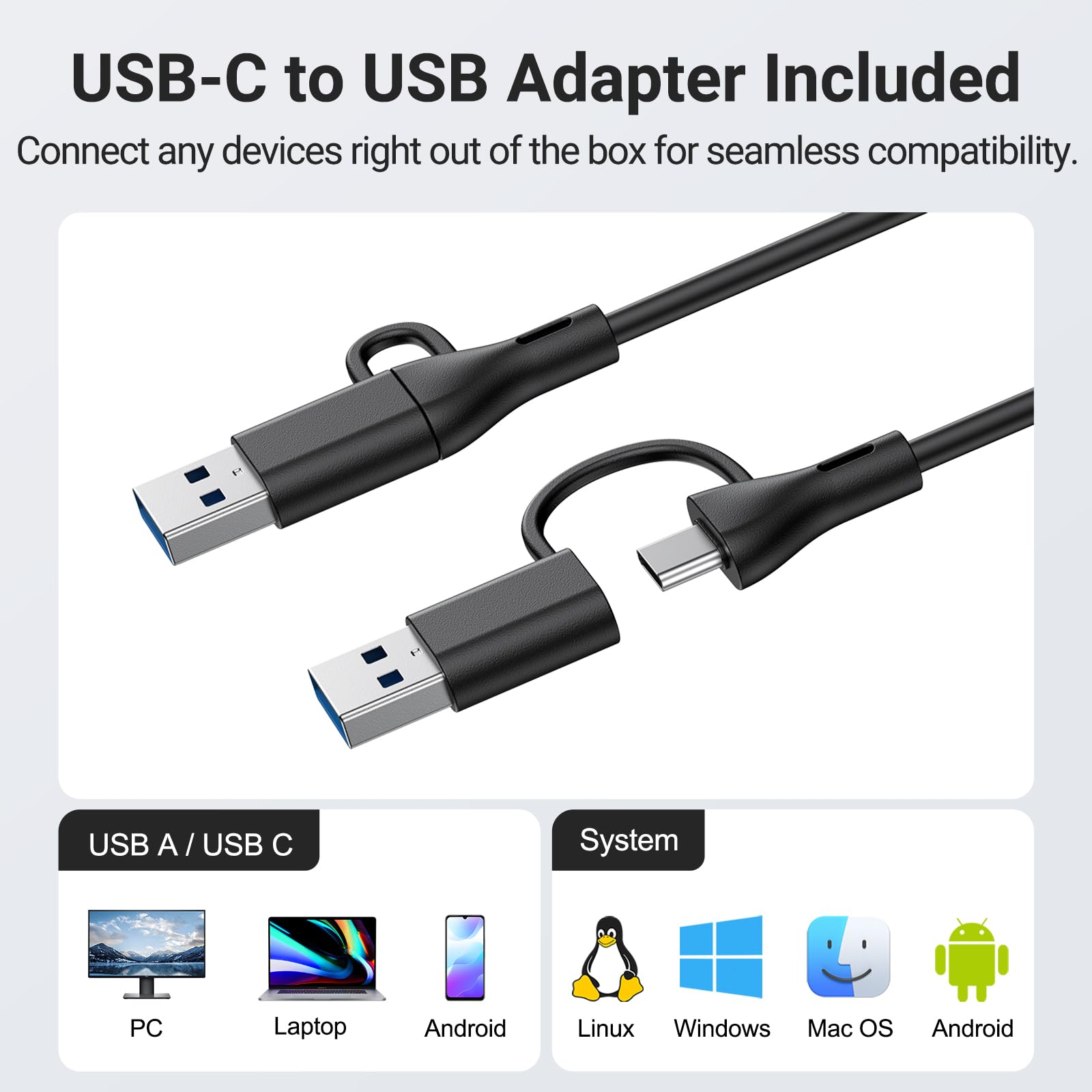 Inwa Altoparlanti per computer desktop, altoparlanti monitor USB con clip, barra audio cablata per computer portatile con suono e bassi forti, si attacca facilmente ai monitor (adattatore da USB-C a