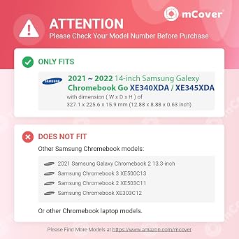 mCover Case Compatible for 2021~2022 14 Samsung Galaxy Chromebook Go XE340XDA XE345XDA Series Laptop Computers ONLY (NOT Fitting Any Other Samsung Models) - Aqua