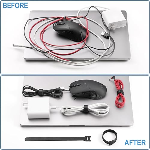 Miniatura 3 de 100 bridas reutilizables de 8 pulgadas  Envolturas de cable ajustables, correas de cable  Organizador de cables de gancho y bucle, organización de