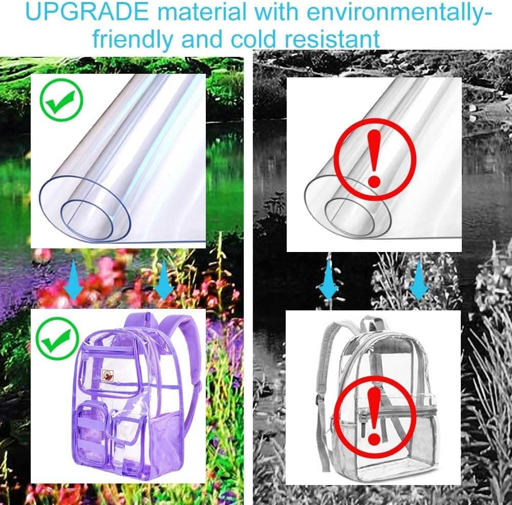 CCJPX 3Pcs Clear Backpack for Girls, School Transparent Bookbag, Heavy Duty See Through Backpacks for Teens Elementary - Image 6
