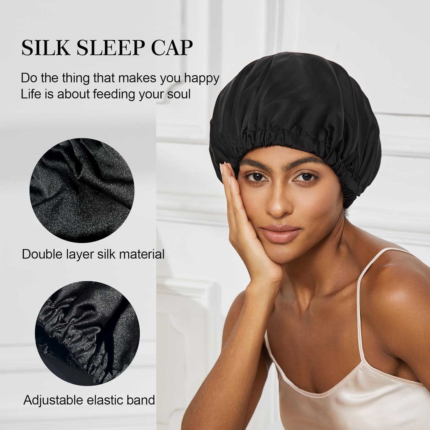 Satin Bonnet Silk Bonnet for Sleeping Women Double Layer Hair Bonnet Wrap Sleep Cap Gifts for Women Curly Hair - Image 2