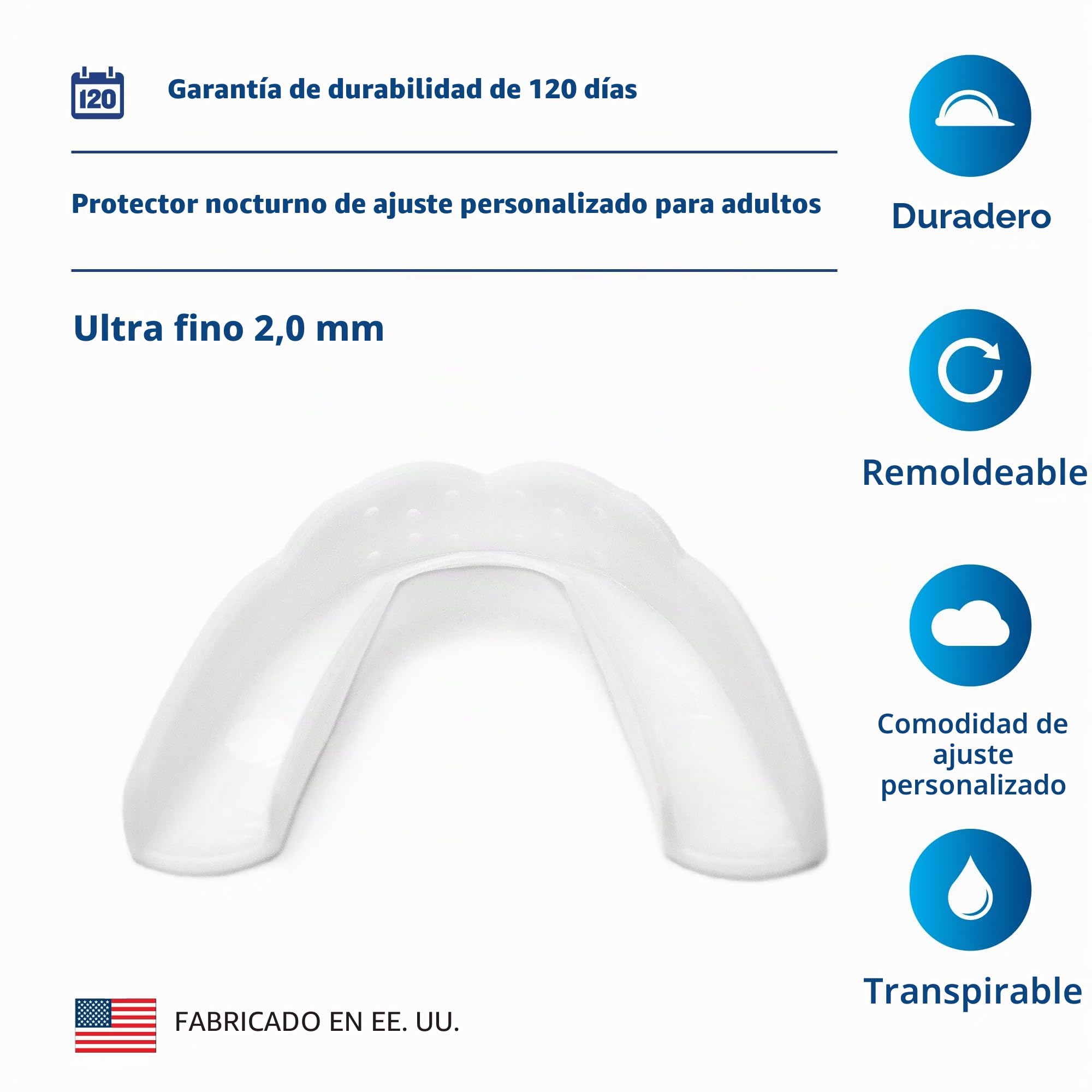 SOVA 3D Night Guard - 1,6 mm de Grosor - Ajuste Personalizado - Protector Bucal Contra el Rechinar y Apretar de Dientes Nocturno - Férula de Descarga Sin Olor ni Sabor - No Tóxica.