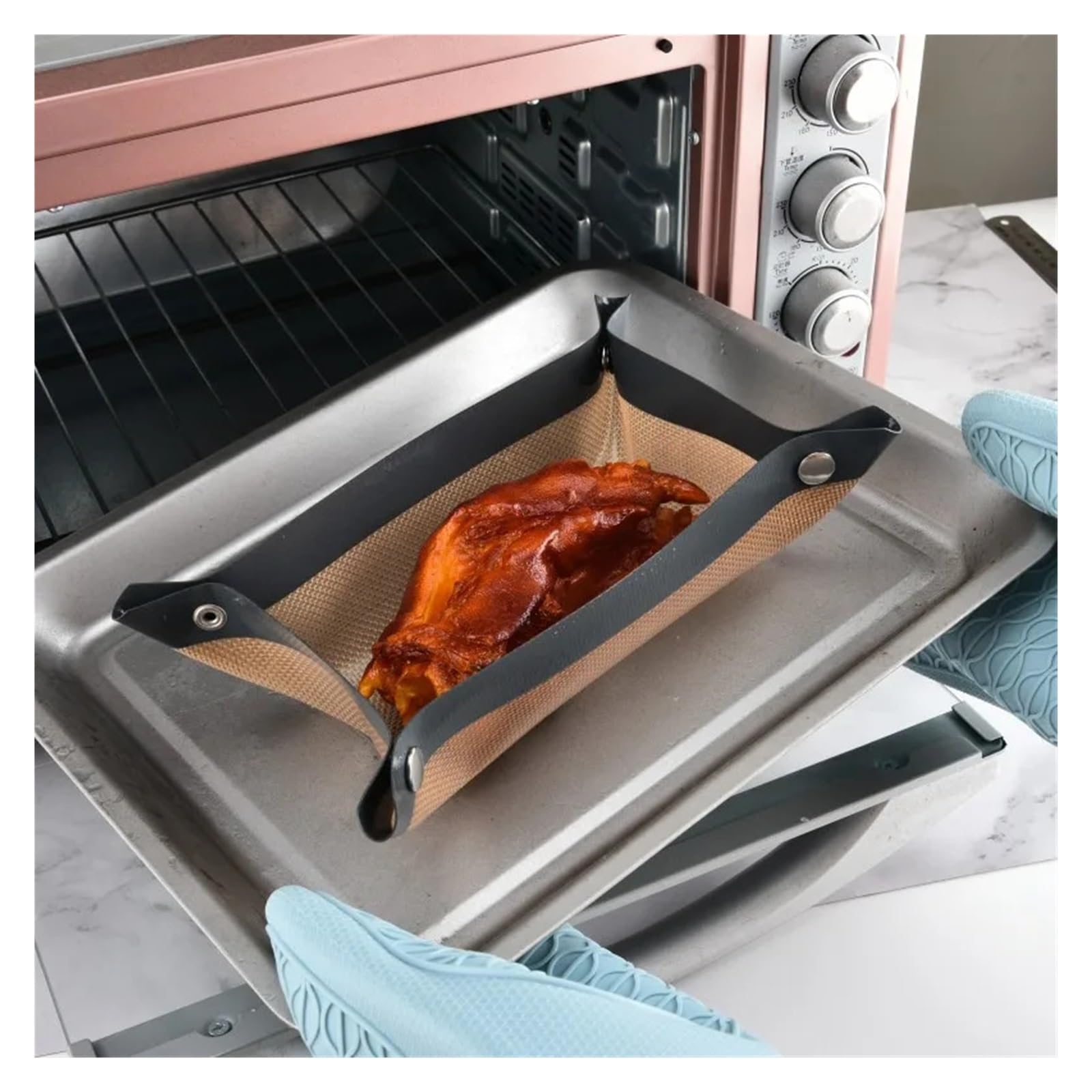 Silikon-Backmatte für Macarons Auslaufsichere Silikon-Backmatte – Antihaftbeschichtung, hitzebeständig for Kekse, Brathähnchen, Grillfisch Backofen-Küchenhelfer(Red 60x40cm)
