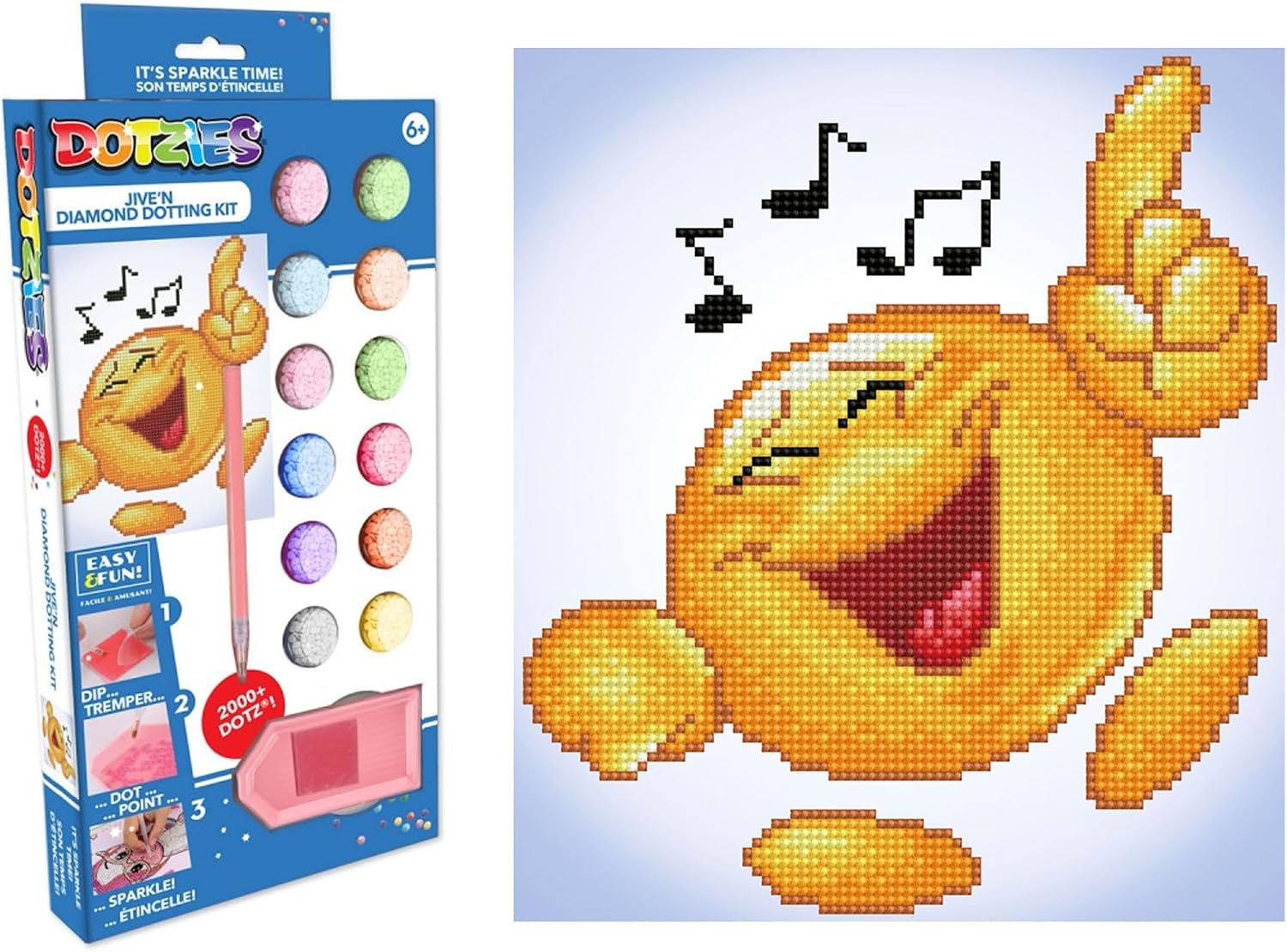 DIAMOND DOTZ Dotzies Jive'n Music Diamond Painting Kits for Kids - Diamond Art Kits a Relaxing Creative Craft Kit with Dotz Gems10.2 x9.1