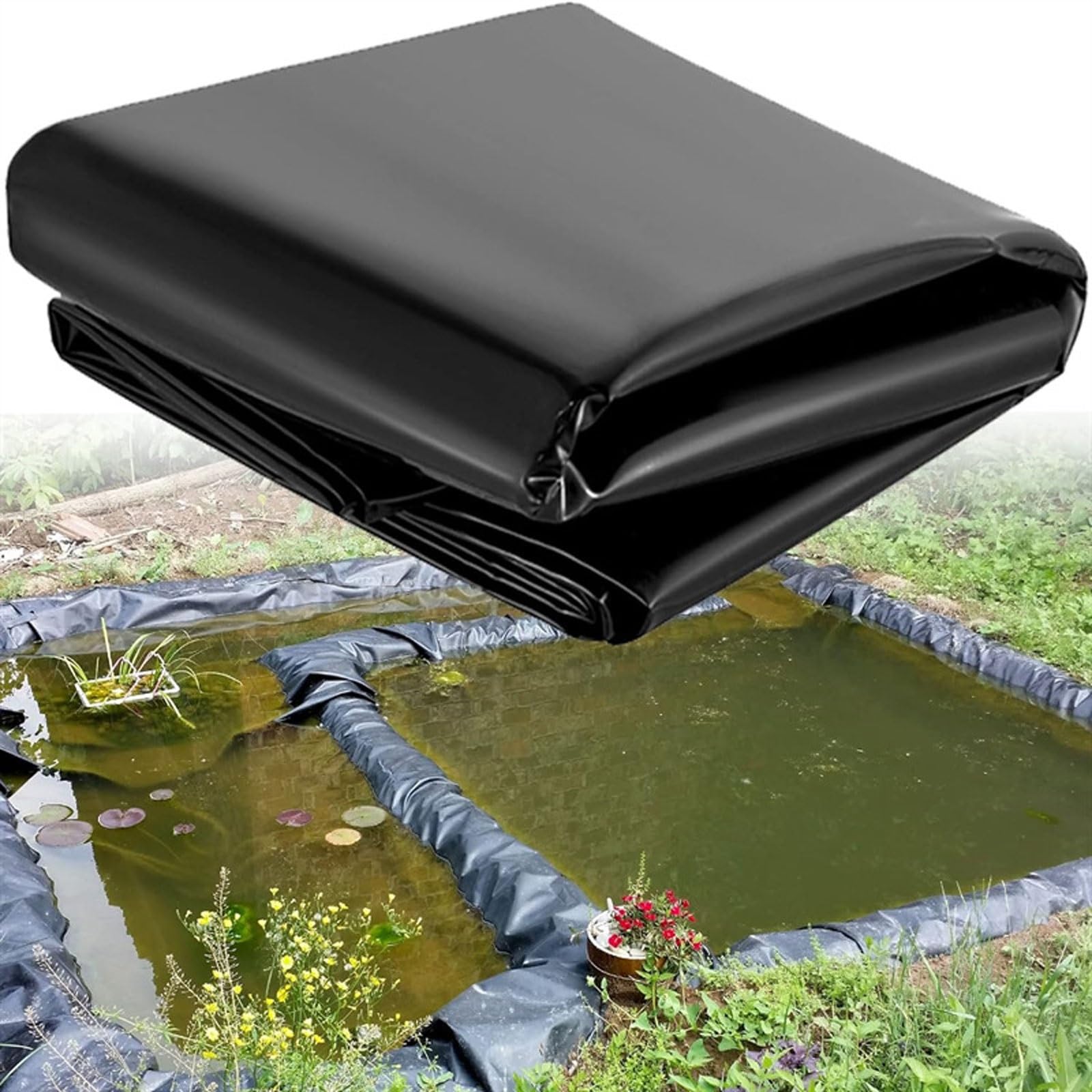 Bâche pour bassin de jardin membrane imperméable PEHD 0,3 mm bâche aquaculture 13x16ft
