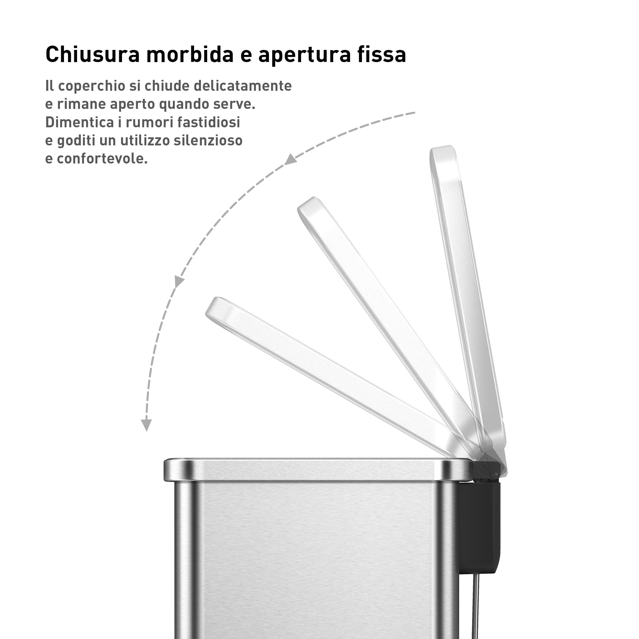 EKO Titus - Pattumiera da Cucina, 50 l, con Pedale e Coperchio con Chiusura Morbida, in Acciaio Inox, Anti-Impronta, Cestino Moderno e Robusto, Grande capacità per Il Riciclaggio