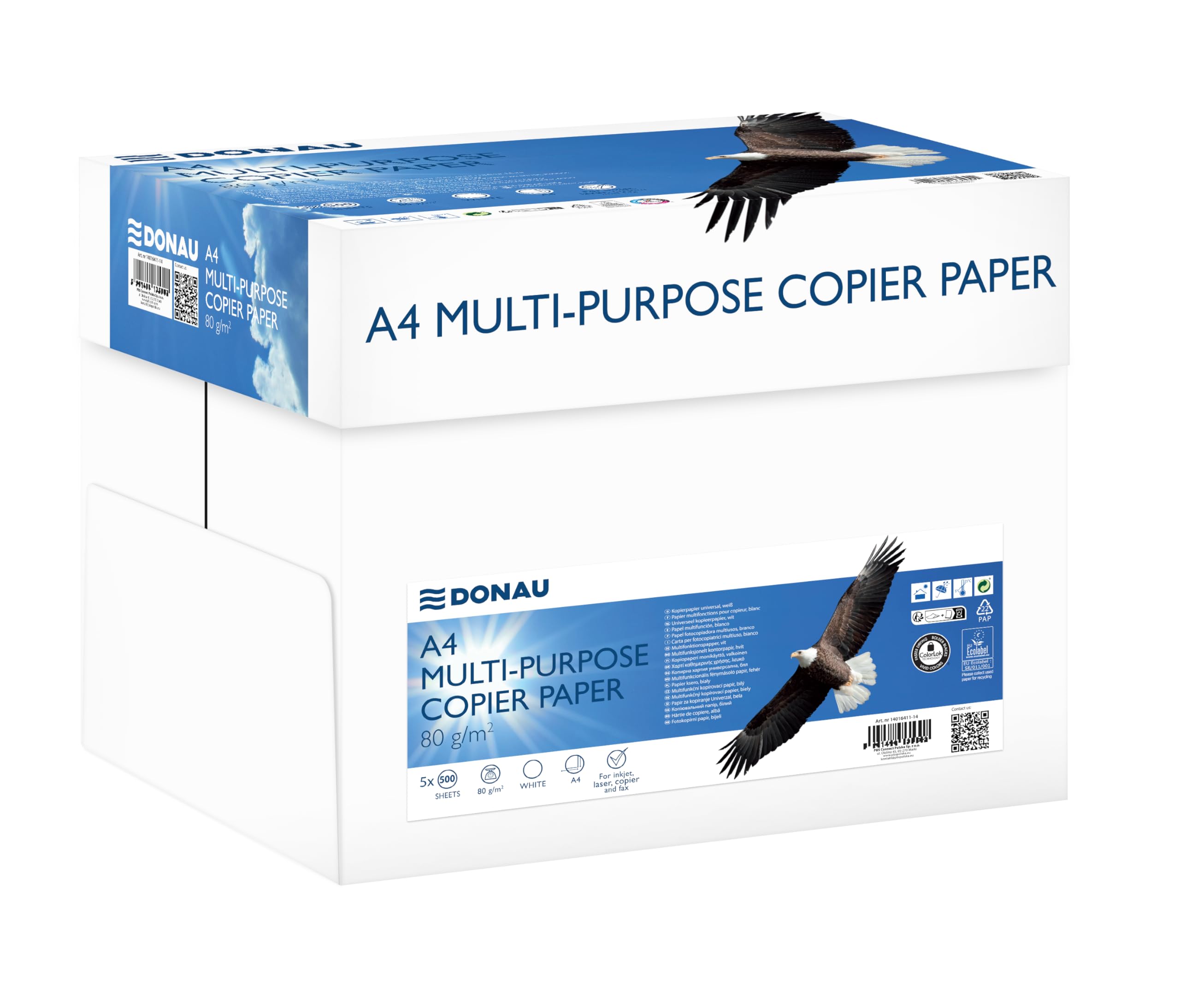 DONAU Kopierpapier A4 80g/m² – 500 Blatt, Qualitätsklasse C, EU Ecolabel – Für Zuhause, Büro & Homeoffice
