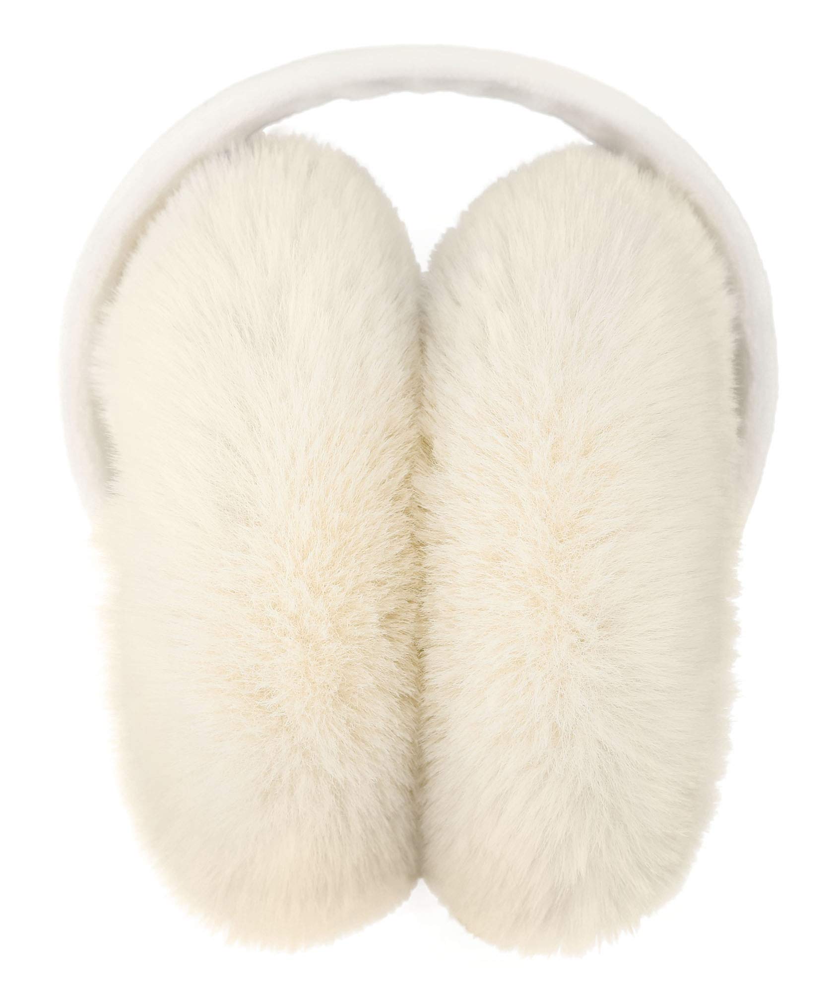 ThunderCloud Luxuriously Soft Warm Thick Faux Fur Ear Warmers,Cream