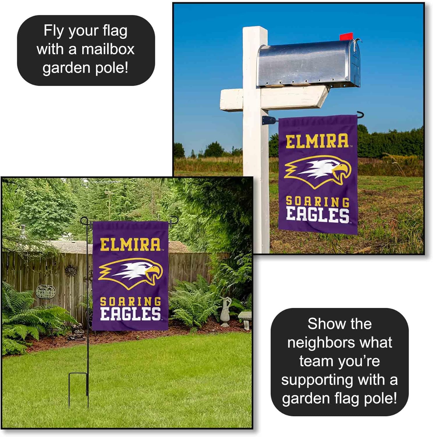 Elmira College Soaring Eagles Wordmark Garden Banner Flag - Image 4
