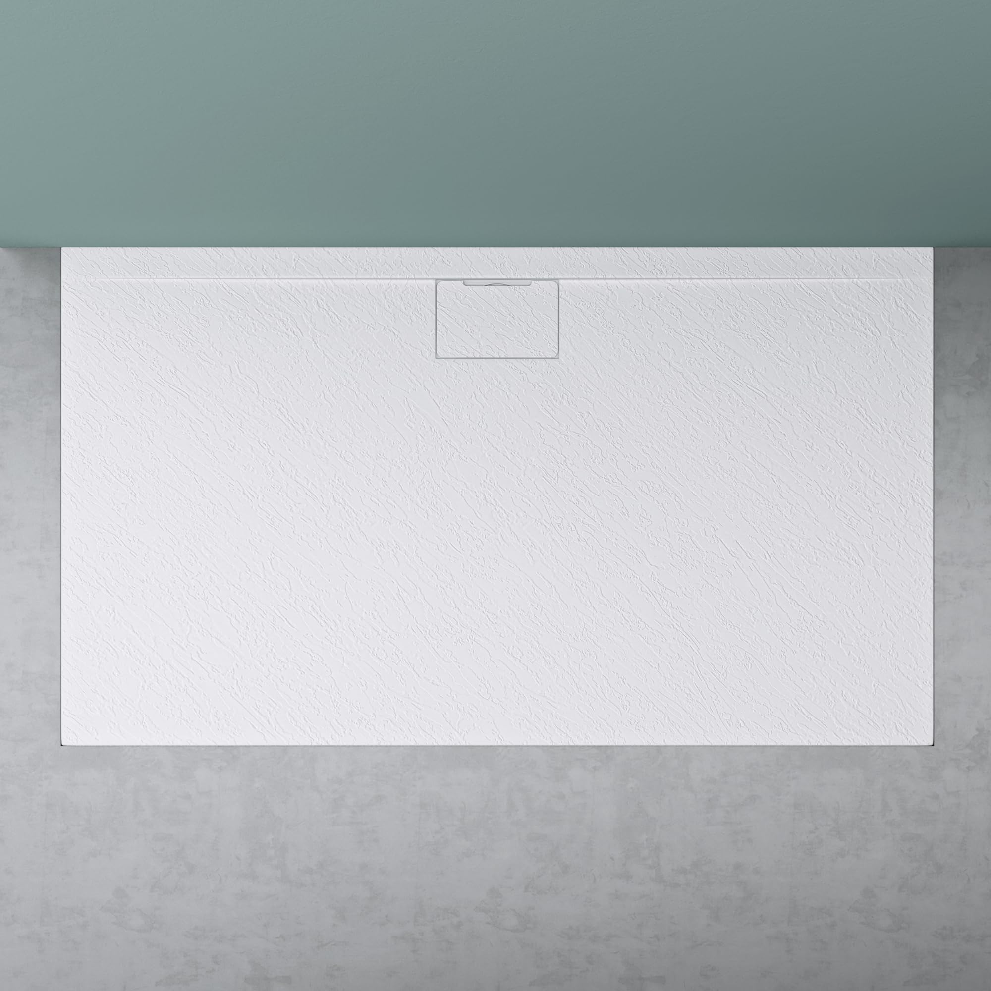 Mai & Mai Receveur de Douche Blanc Rectangulaire Bonde AL06 80x140x3cm | Fabriqué en Résine, Bac à Douche Extra-plat, Receveur Antiglisse pour Salle de Bain, Géo7