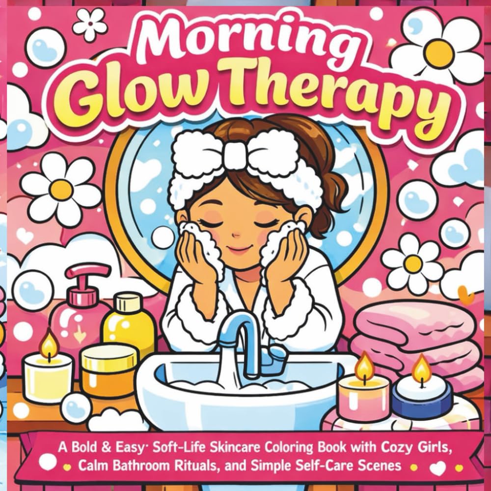 Morning Glow Therapy: A Bold & Easy Soft-Life Skincare Coloring Book, Calm Bathroom Rituals, and Simple Self-Care Scenes