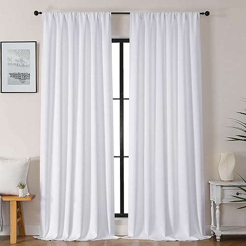 Miniatura 114 de Gwine - Cortinas opacas negras para dormitorio de 84 pulgadas de largo, juego de 2 paneles, cortinas sólidas reductoras de ruido con aislamiento
