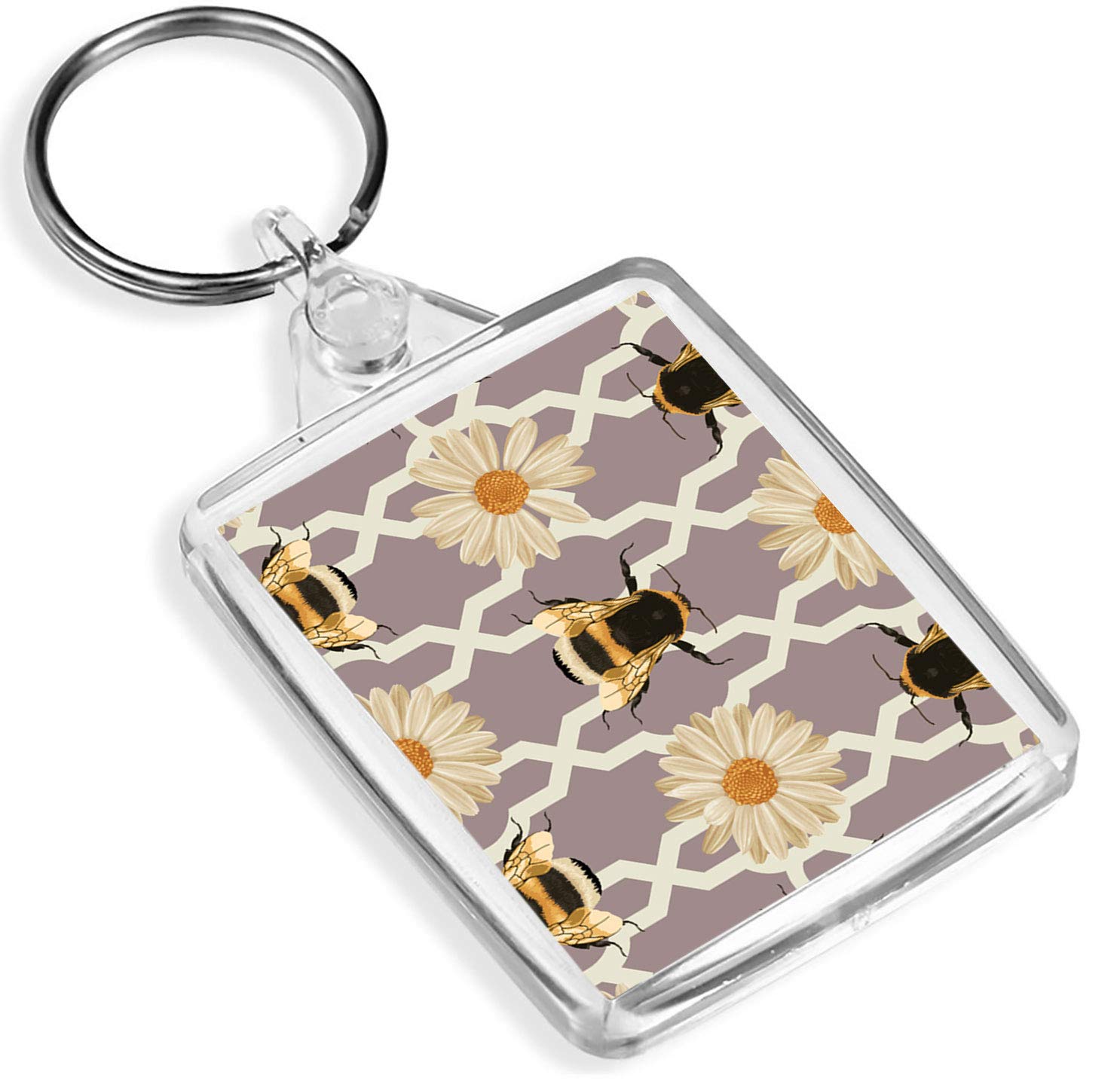 Destination Vinyl Keyrings Unisex Kids Multi 1 X Bumble Bee Flower Pattern -Keyring - Ip02 - Mum Dad Kids 2139