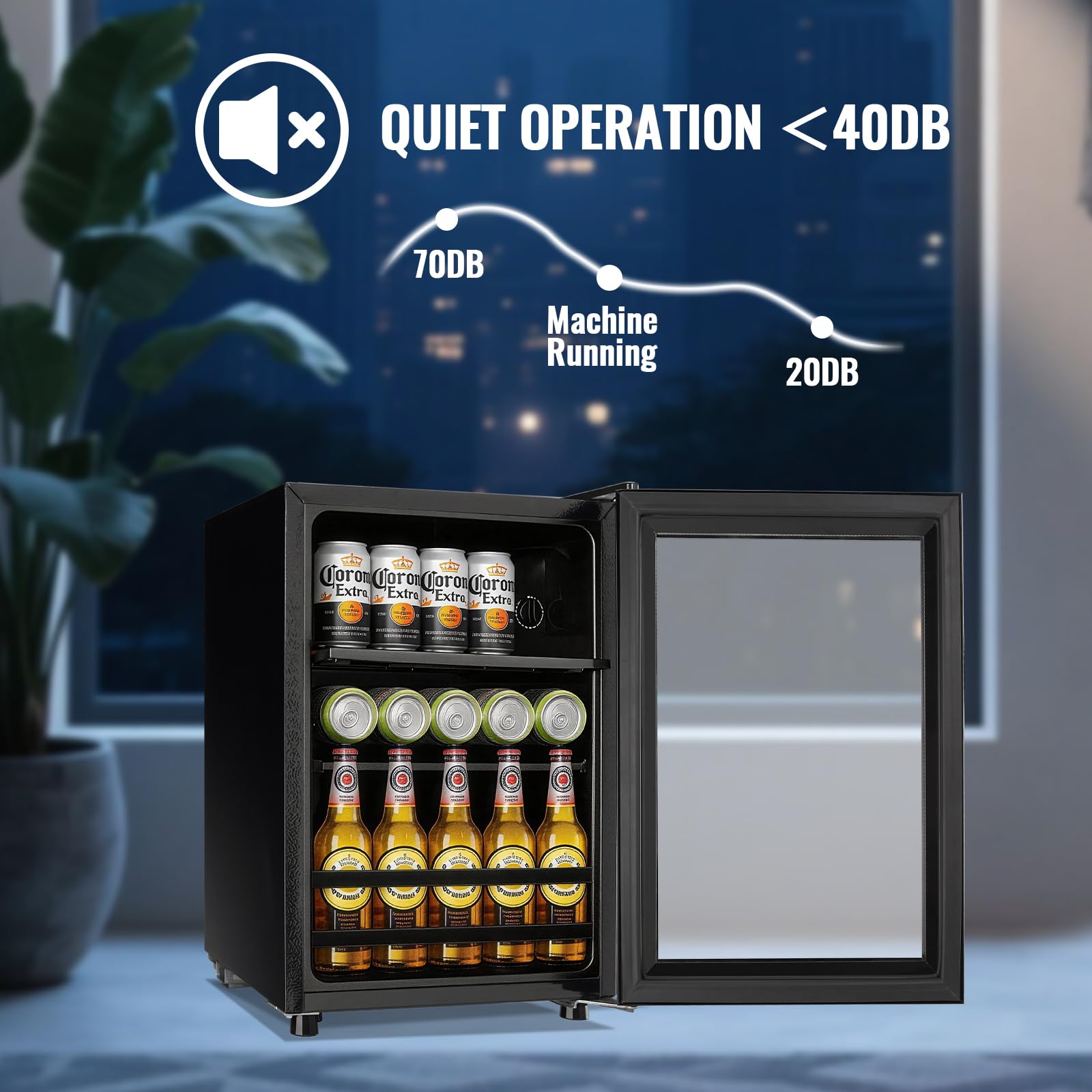 Tacool 1.3 Cu.Ft Beverage Refrigerator Drink Mini Fridge Refrigerator For Soda Beer Or Cans Personal Beverage Cooler 7 Modes Temp Adjustable Shelves Suit For Home, Office, Dorm on Fridge.com - View 6