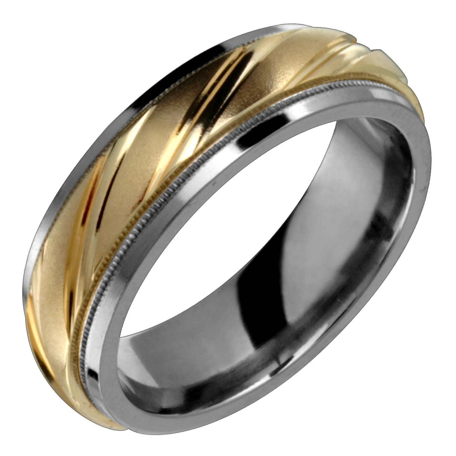 Ela Titanium Ring with Swiss Cut 14K Gold Design Center