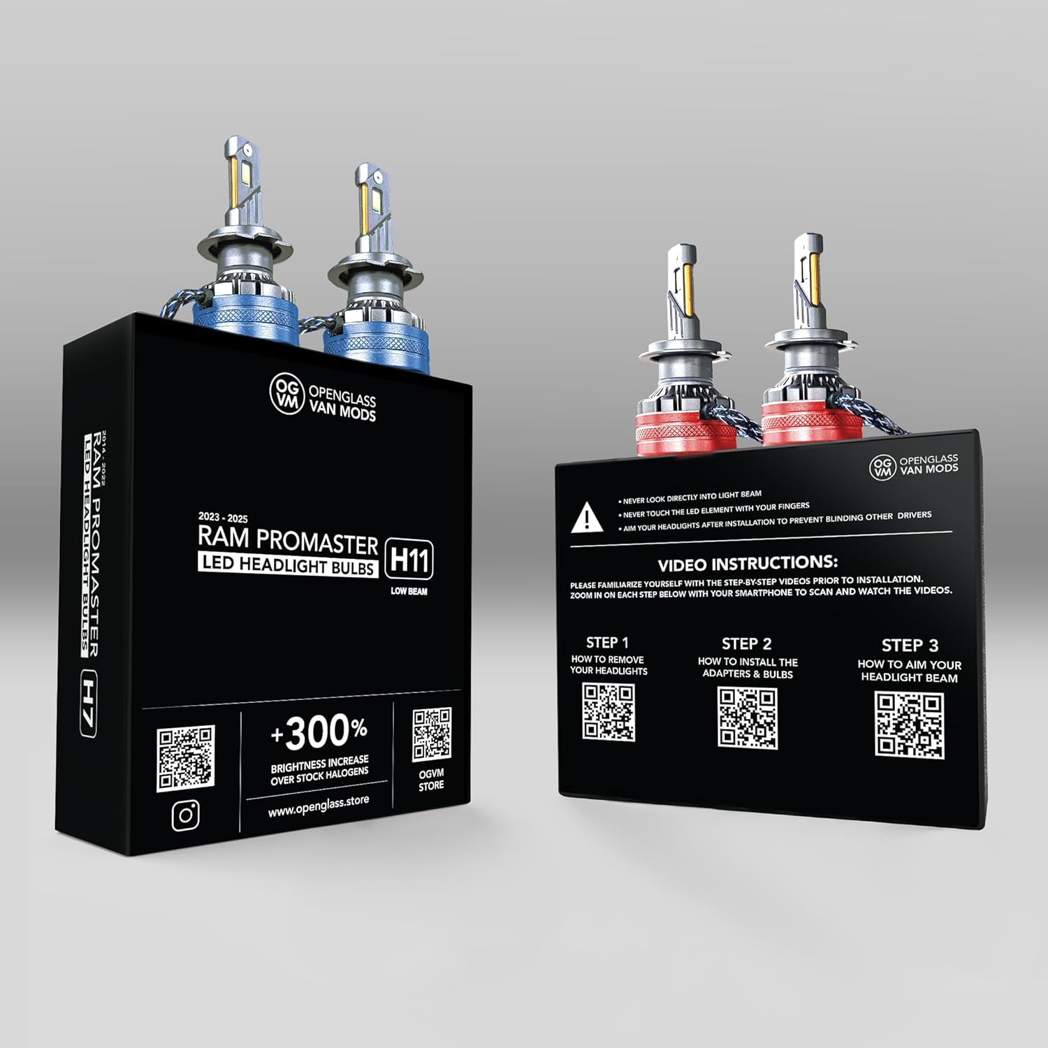 OpenGlass Van Mods Ram Promaster LED Headlight Kit - Models 2023-2026 - Includes Low Beam and High Beam, All Tools & Easy Install Videos - High-Power Plug & Play