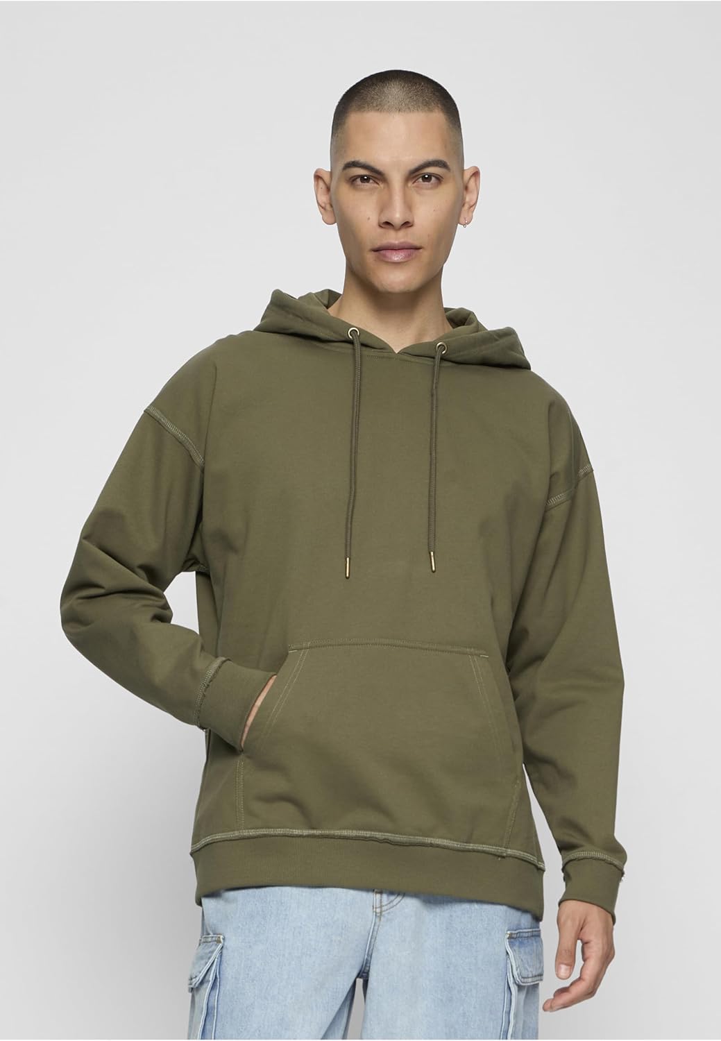 Urban Classics Men Hoodie Oversized Sweat, Size:S, Color:Olive