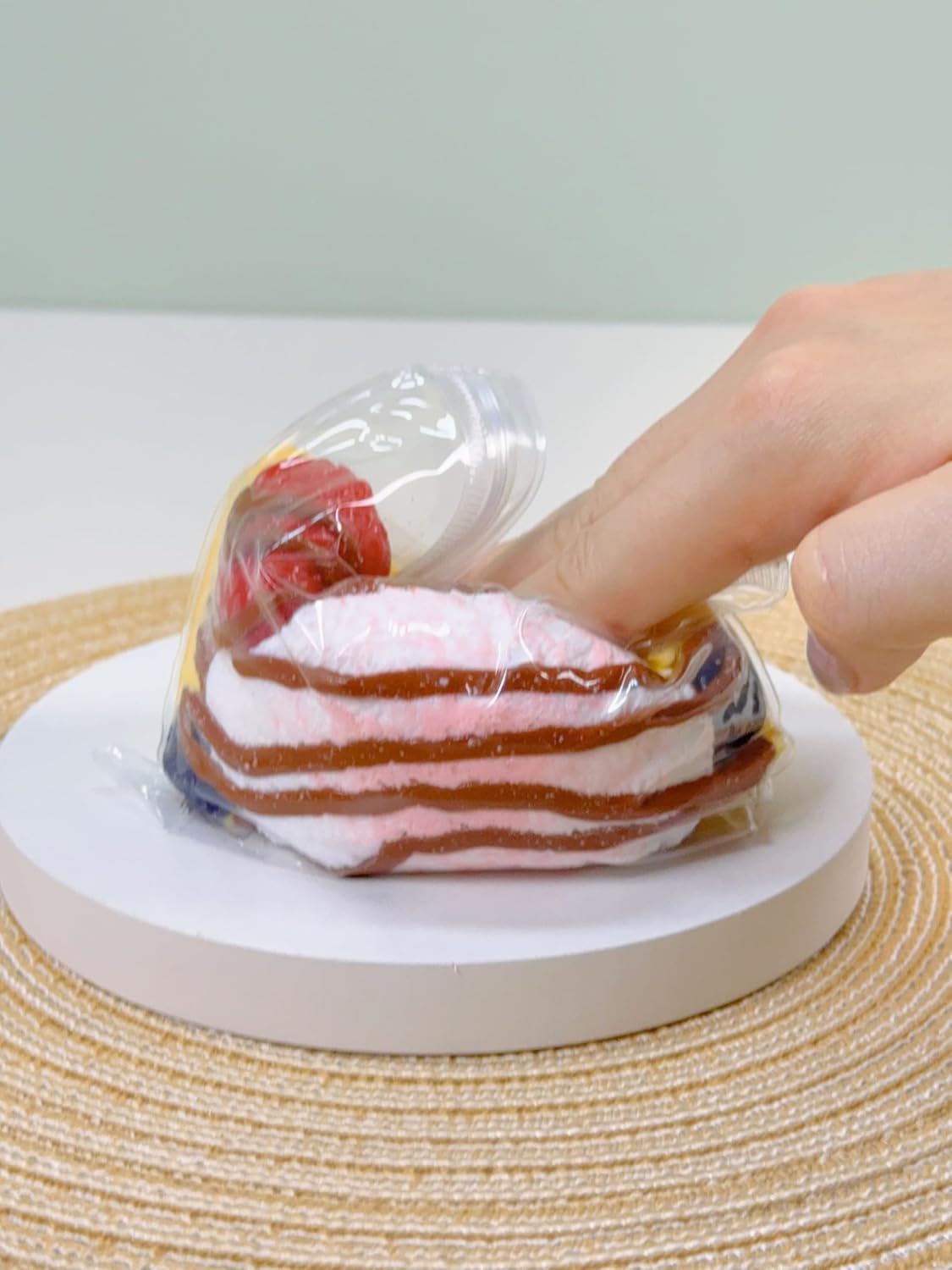 BELLYDOG-Realistic Toast Squishy Stress Relief Toy, Handmade Silicone Bread Squishy with Vivid Mud Feel, Perfect for Fun Squeezing, One of a Kind, Super Soft Fidget Toy (Fruit Ice Cream Waffle)
