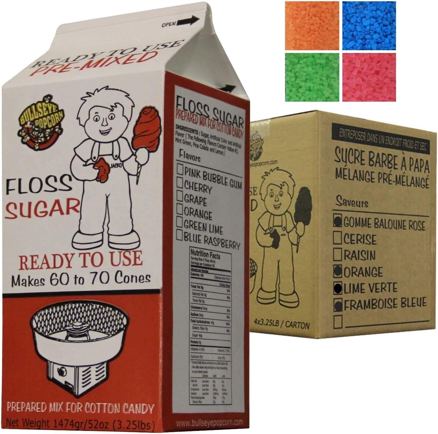 Party Mix Box of 4 X 3.25 lbs Cotton Candy Floss Sugar Amazon.ca