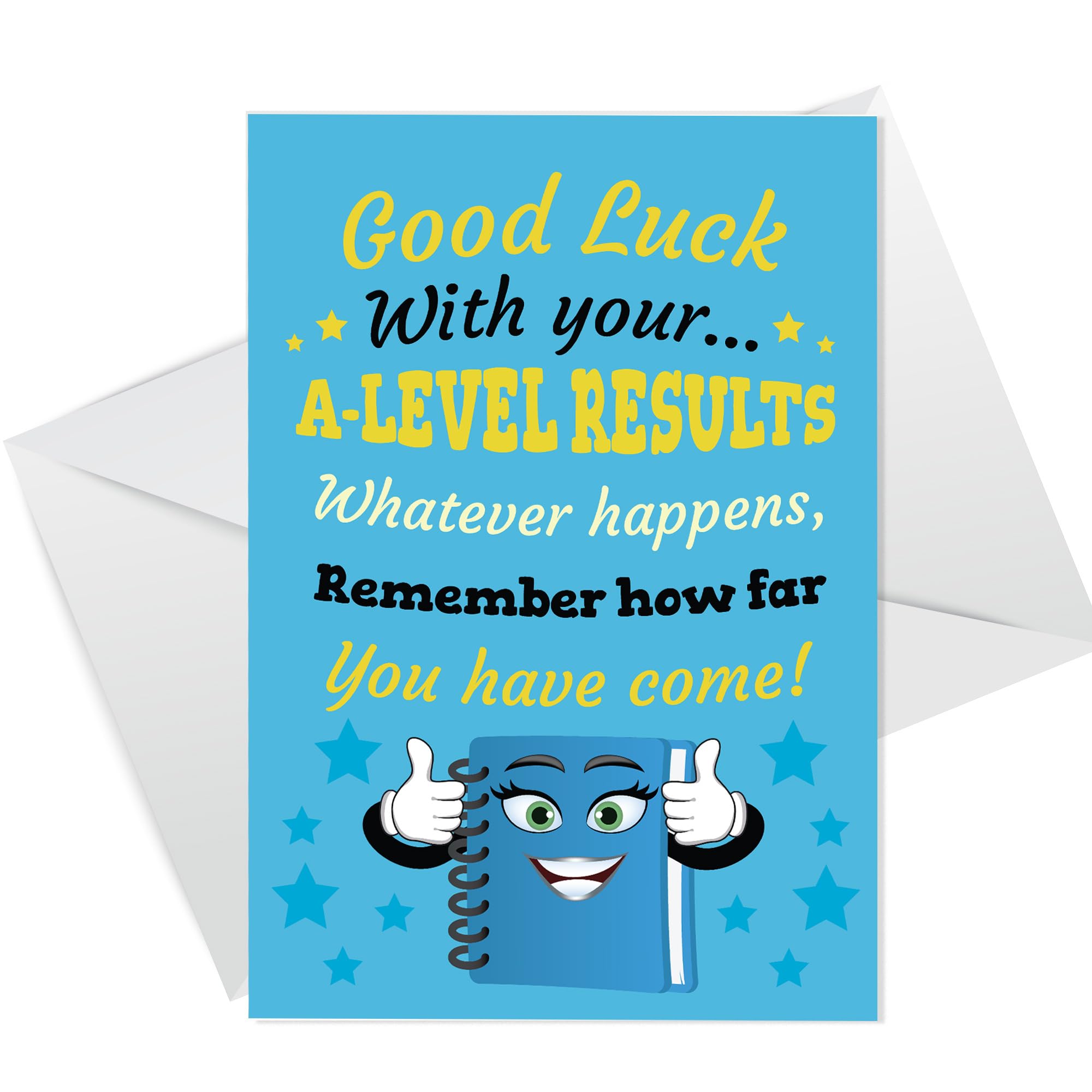 RED OCEAN Card For A LEVEL Results Day GOOD LUCK Cards For Daughter Son Granddaughter Grandson From Mum Dad Nan A-Level Results Card With Envelope A6 Greetings Card