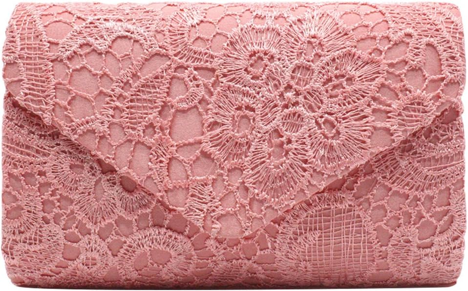 Wiwsi Lace Floral Handbag Women Lady Nice Bridal Purse Clutch Evening Party Bag(coral