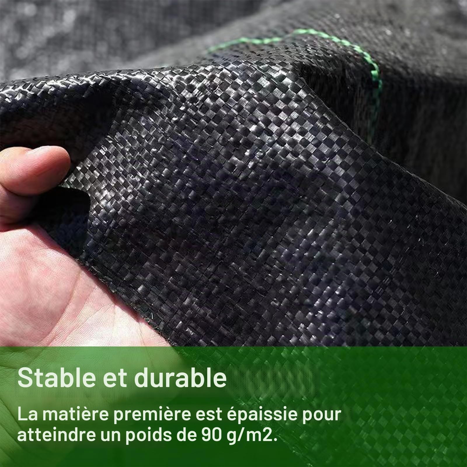 Toile de Paillage - 3 m x 10 m, 30 m² - 90 g/m² - Perméable à l'eau - Tissu Anti-Mauvaises Herbes - Film pour Plantes - Bache Anti Mauvaise Herbe