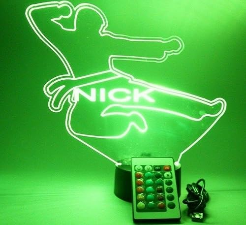 Miniatura 3 de MIRROR MANIA Lámpara de mesa con luz nocturna de karate, con luz LED, grabada, artes marciales, con nombre personalizado, con control remoto, 16