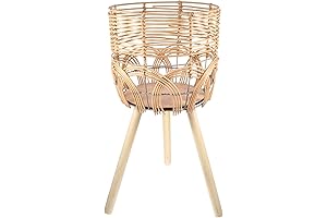 GANAZONO Bamboo Woven Plant Pot with Legs