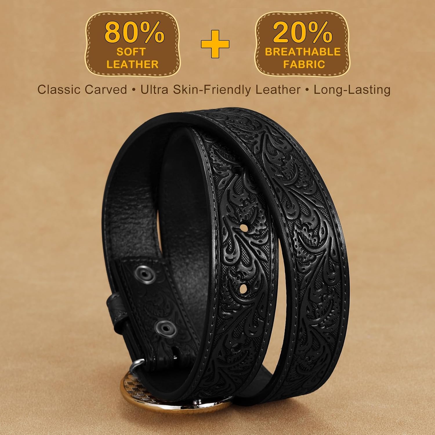 Kids Western Belt for Boys Girls Embossed Cowboy Cowgirl Genuine Leather Kid Western Buckle Belts for Jeans Gifts - Image 3