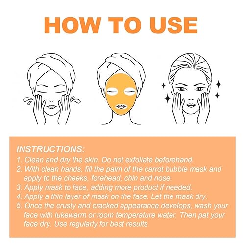 Miniatura 8 de Carrot Bubble Facial Mask - Blackhead Remover Mask with Carrot Extract, Carrot Pore Purifying Bubble Mask, Carrot Bubble Cleaning Mask for Pore