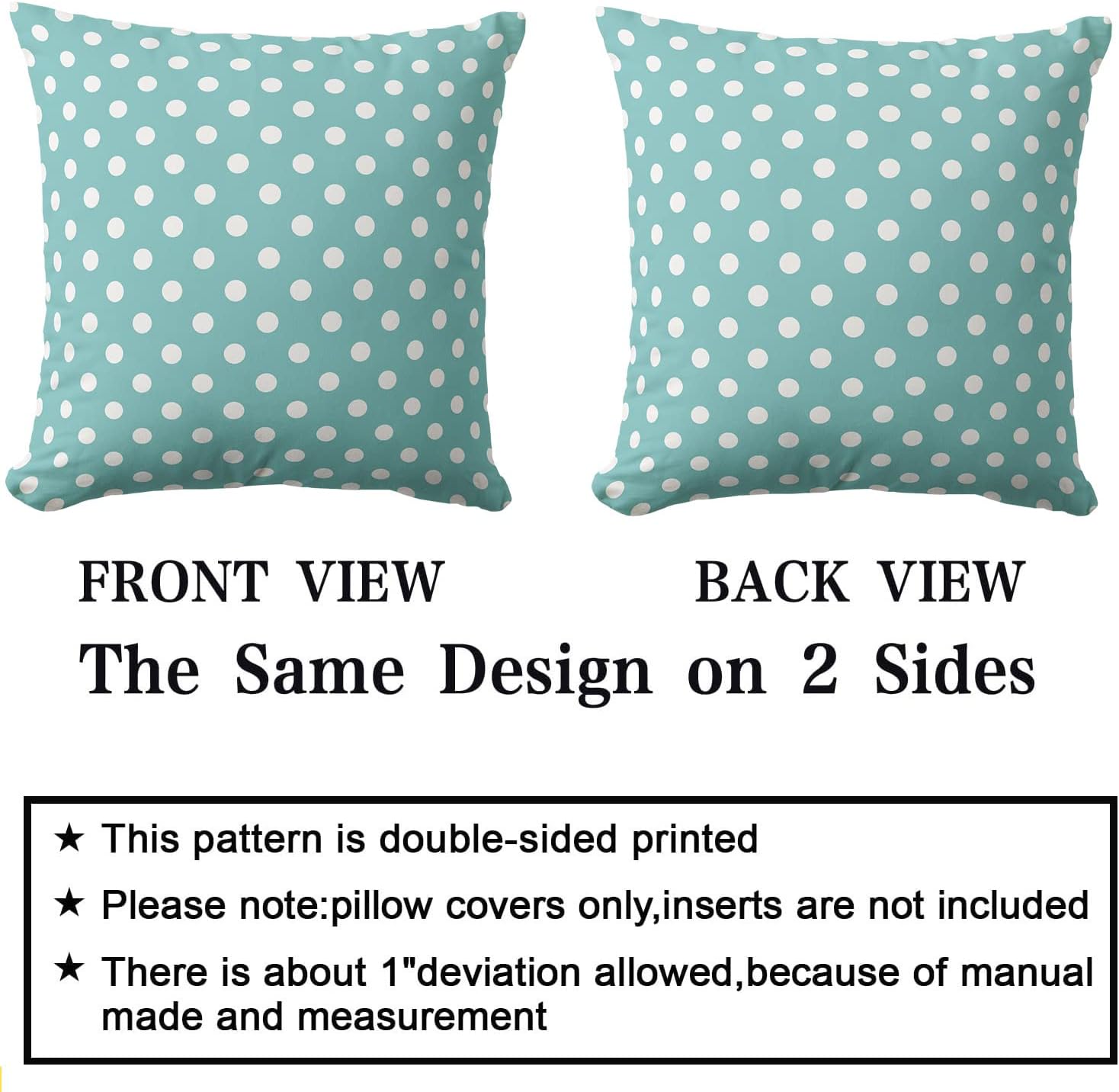 Aqua Blue White Polka Dots Outdoor Throw Pillow Cover 20 x 20inch Square Decorative Pillowcase for Couch, Chair, Bedroom