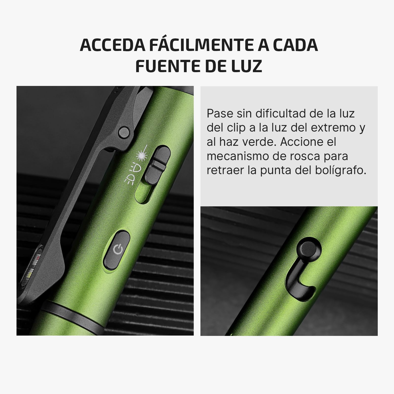 OLIGHT Open 3 Linterna de Bolígrafo LED de 120 Lúmenes con Luz Roja y Verde, Linterna Recargable EDC portátil y fácil de cargar para Escribir, Trabajar, Aventuras, Negocios Profesionales （Verde）