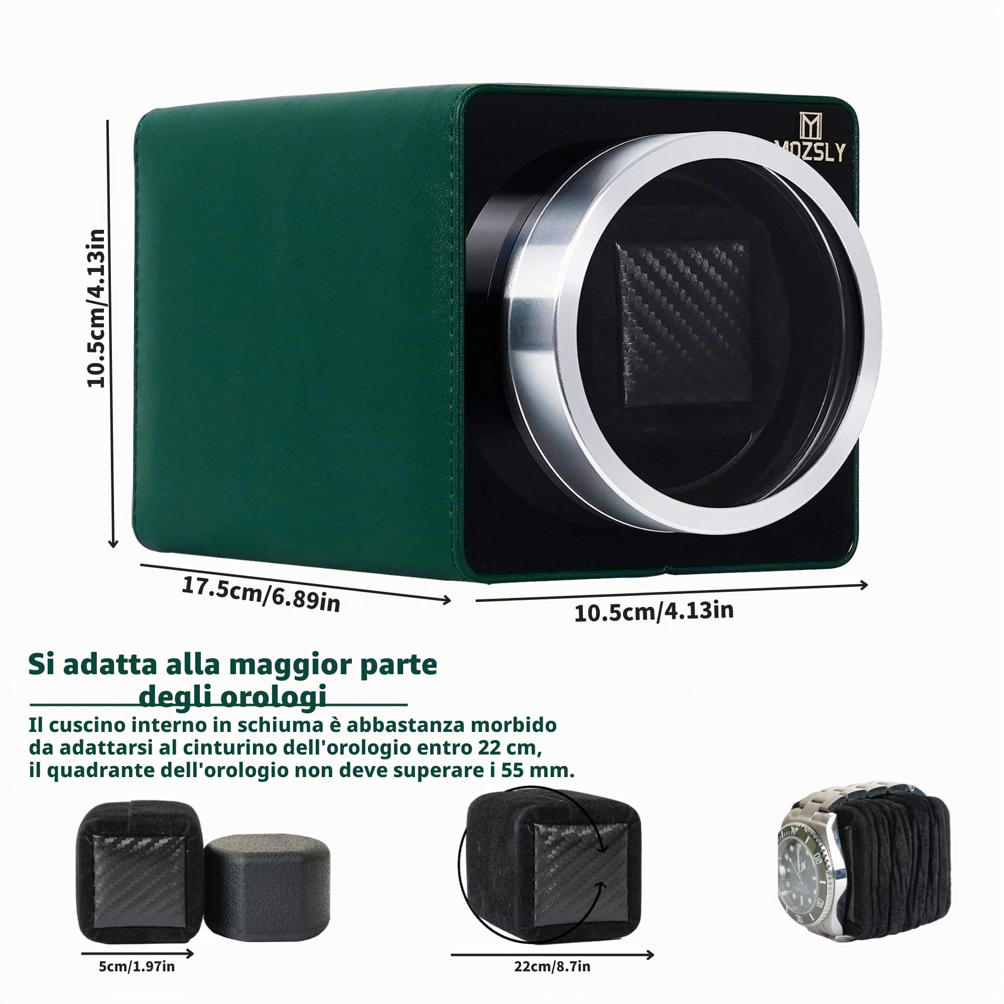MOZSLY Carica per orologi per orologi automatici con motore silenzioso 12 impostazione della modalità di rotazione in pelle nera