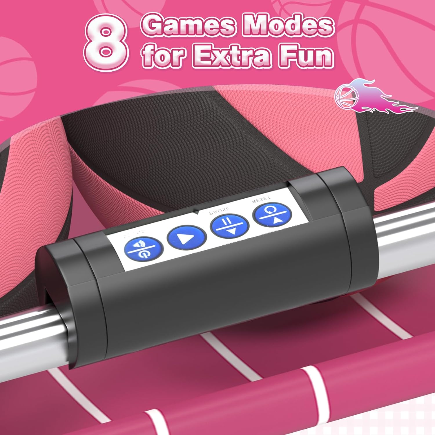 Basketball Arcade Game Indoor, Electronic Basketball Game Dual Shot with 8 Game Modes, LCD Score Display, and 4 Rubber Balls, Basketball Indoor Arcade Game for Home, Pink